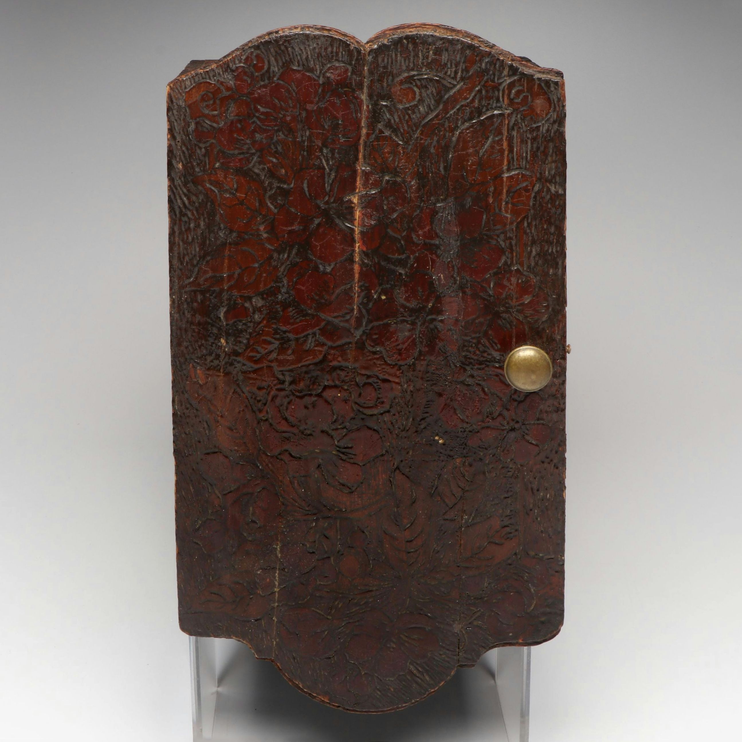 Antique Flemish Hand-Carved Wall Cabinet