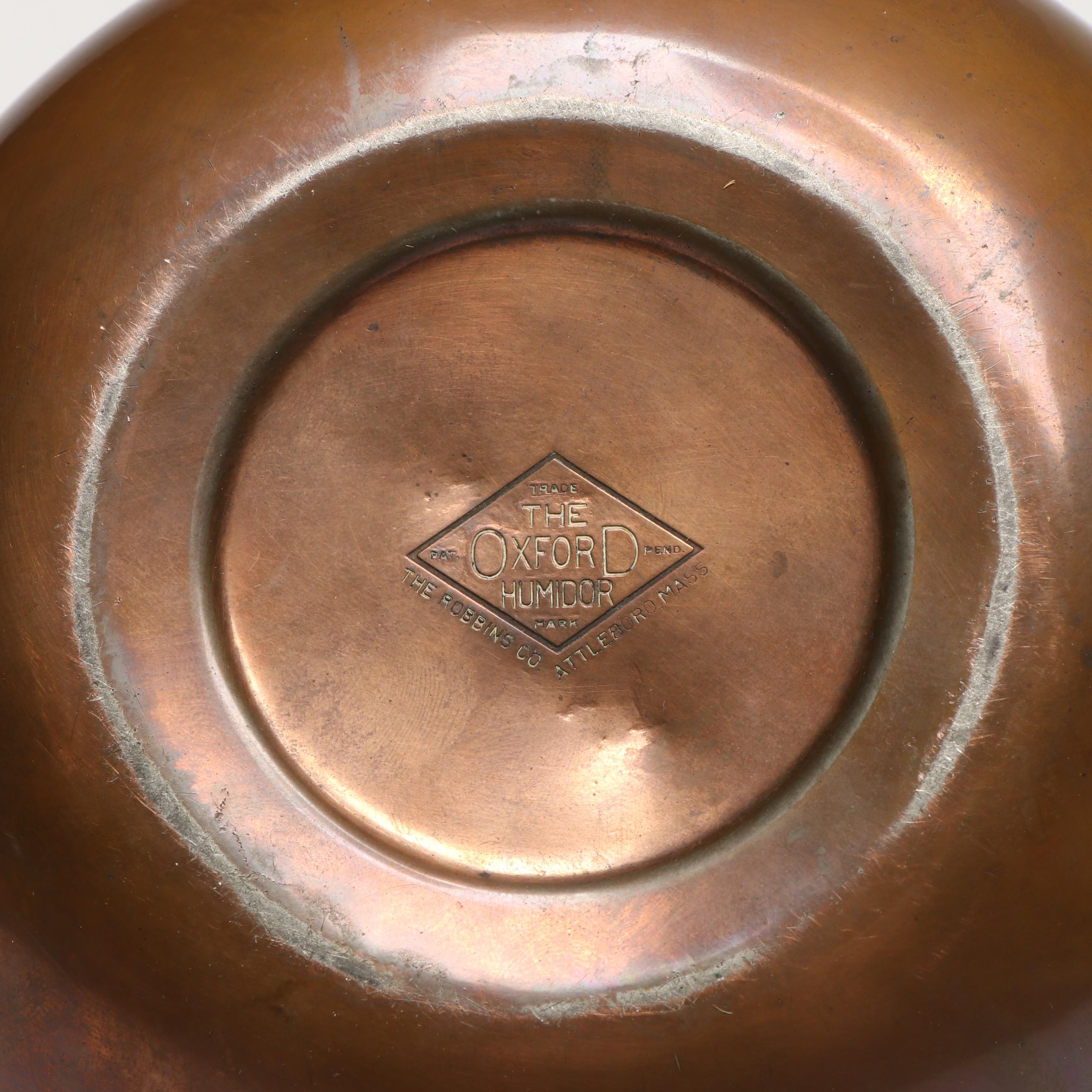 Arts & Crafts Style Robbins Co.  The Oxford  Humidor with Hammered Copper Trays