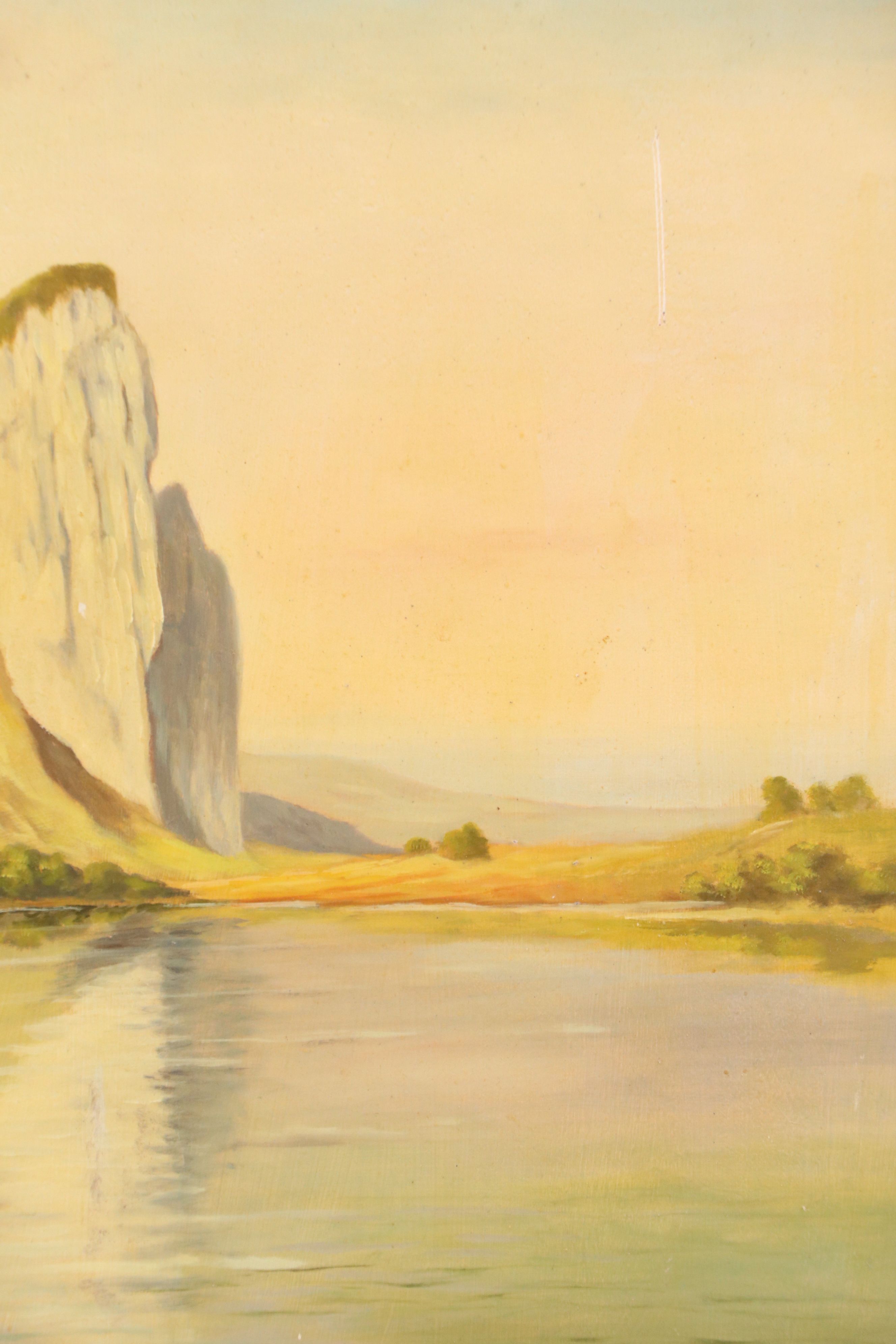 Mountainous Lake Landscape Oil Painting