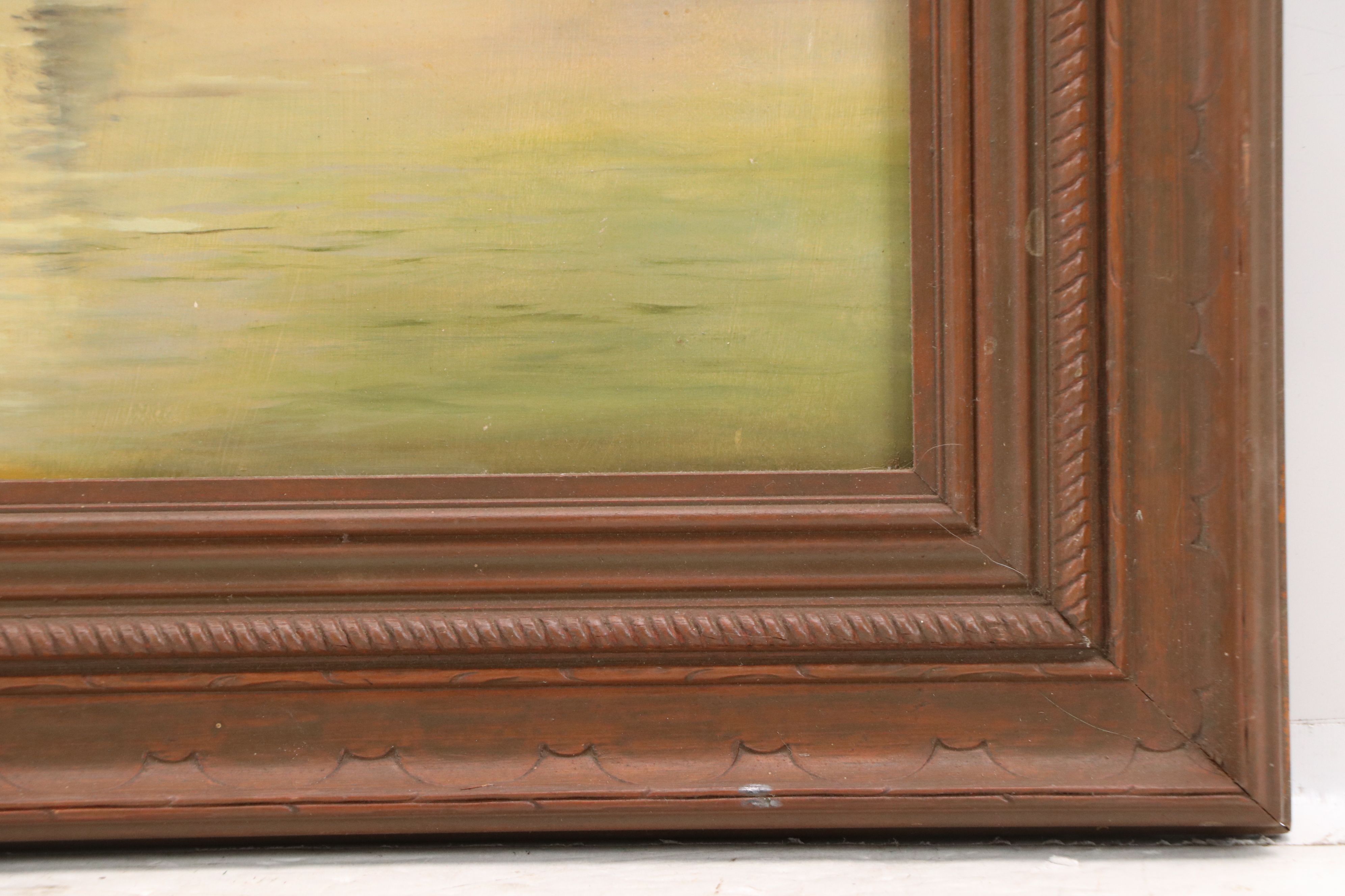 Mountainous Lake Landscape Oil Painting