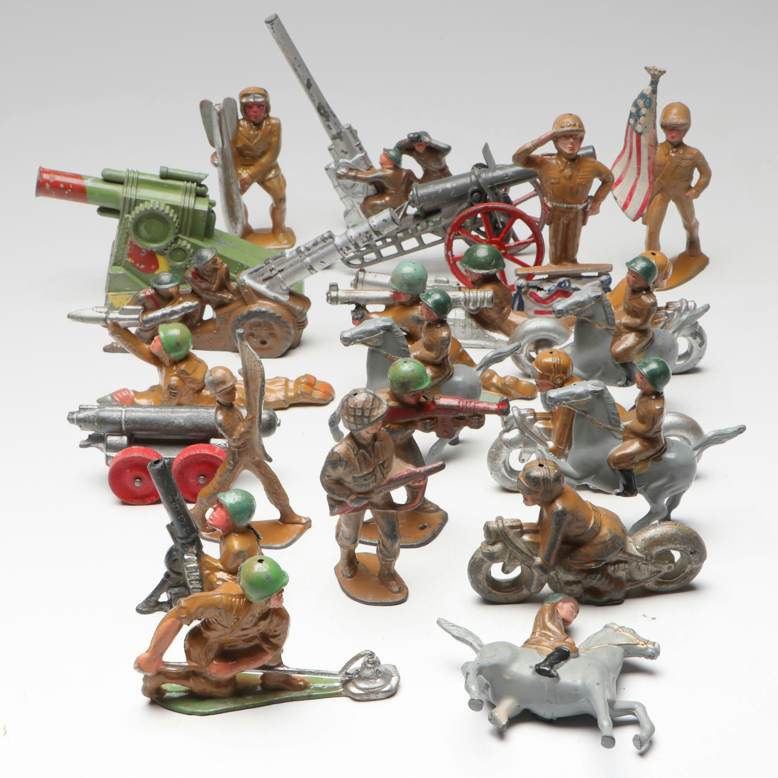 Barclay and Other Cast Metal Soldier Toys with Artillery, 20th Century
