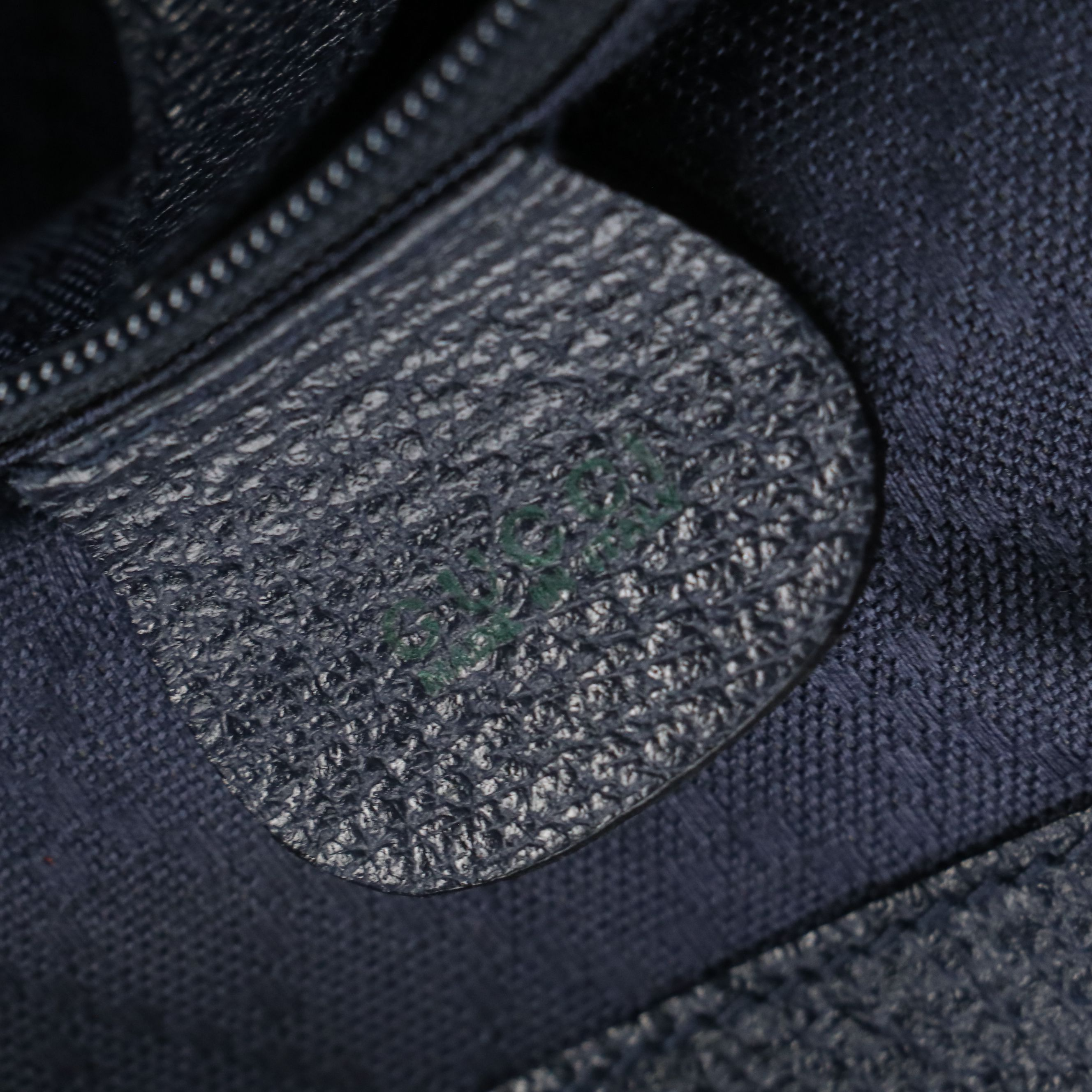 Gucci Bamboo Handle Drawstring Backpack in Dark Blue Suede and Leather