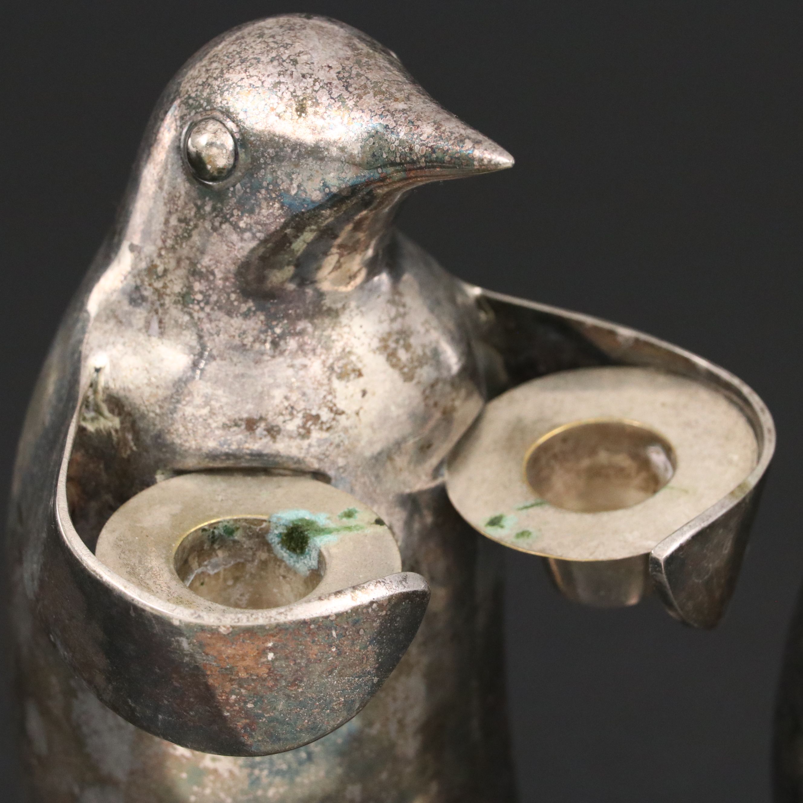 Restoration Hardware Silver Plate Penguin Candle Holders