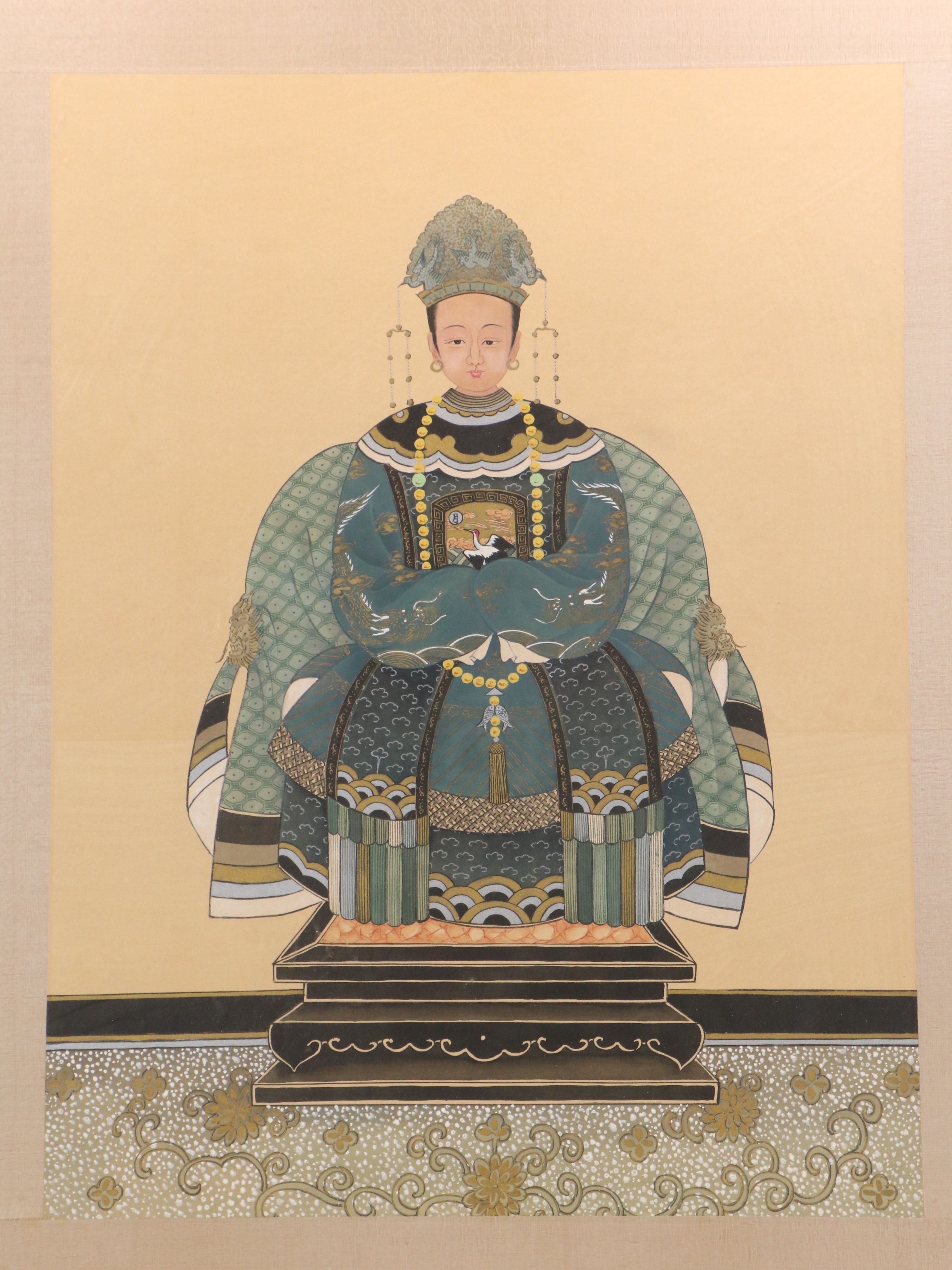 Chinese Gouache Painting of Empress on Silk