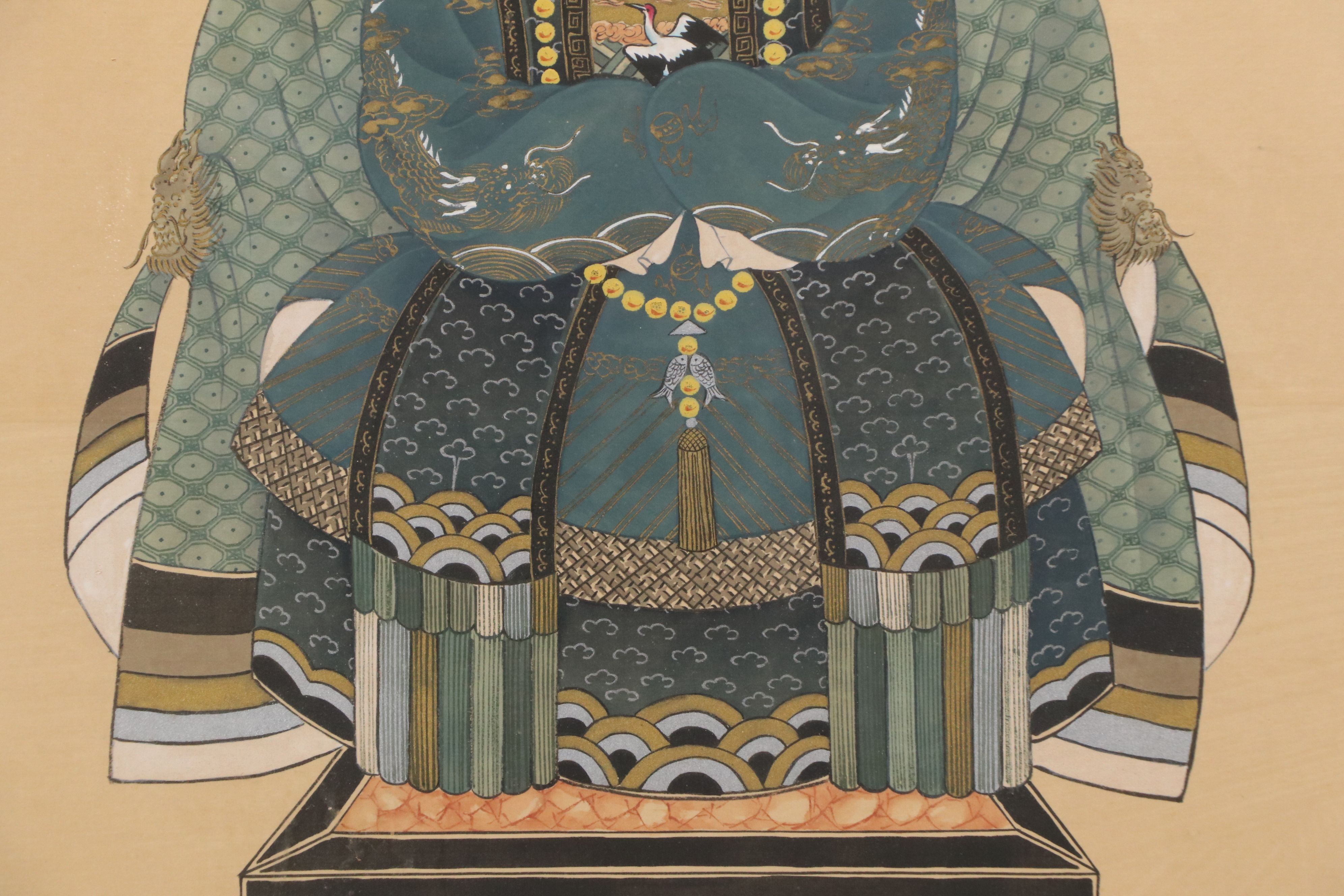 Chinese Gouache Painting of Empress on Silk