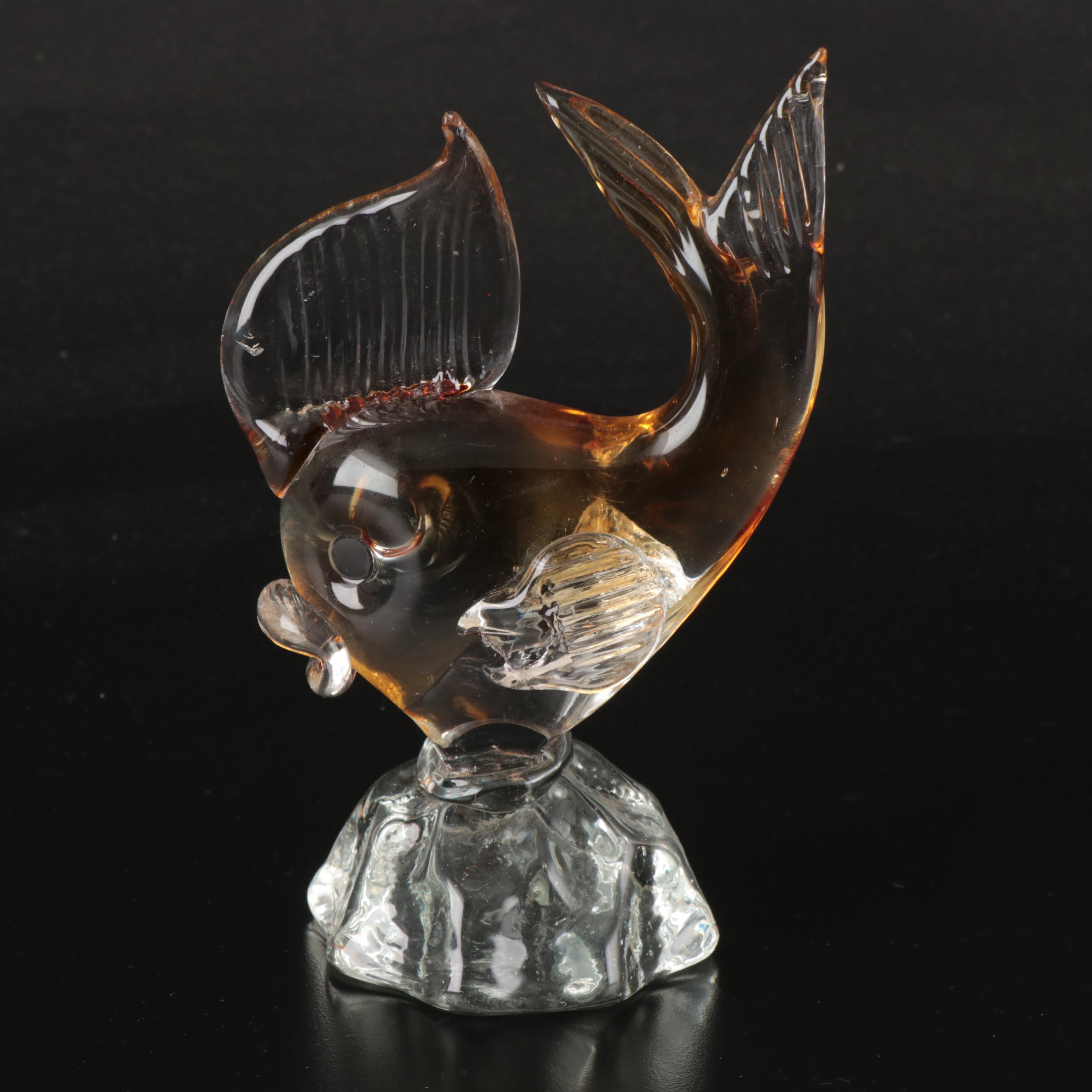 Baccarat Crystal Whale with Arte Murano Icet Goldfish and Other Paperweight