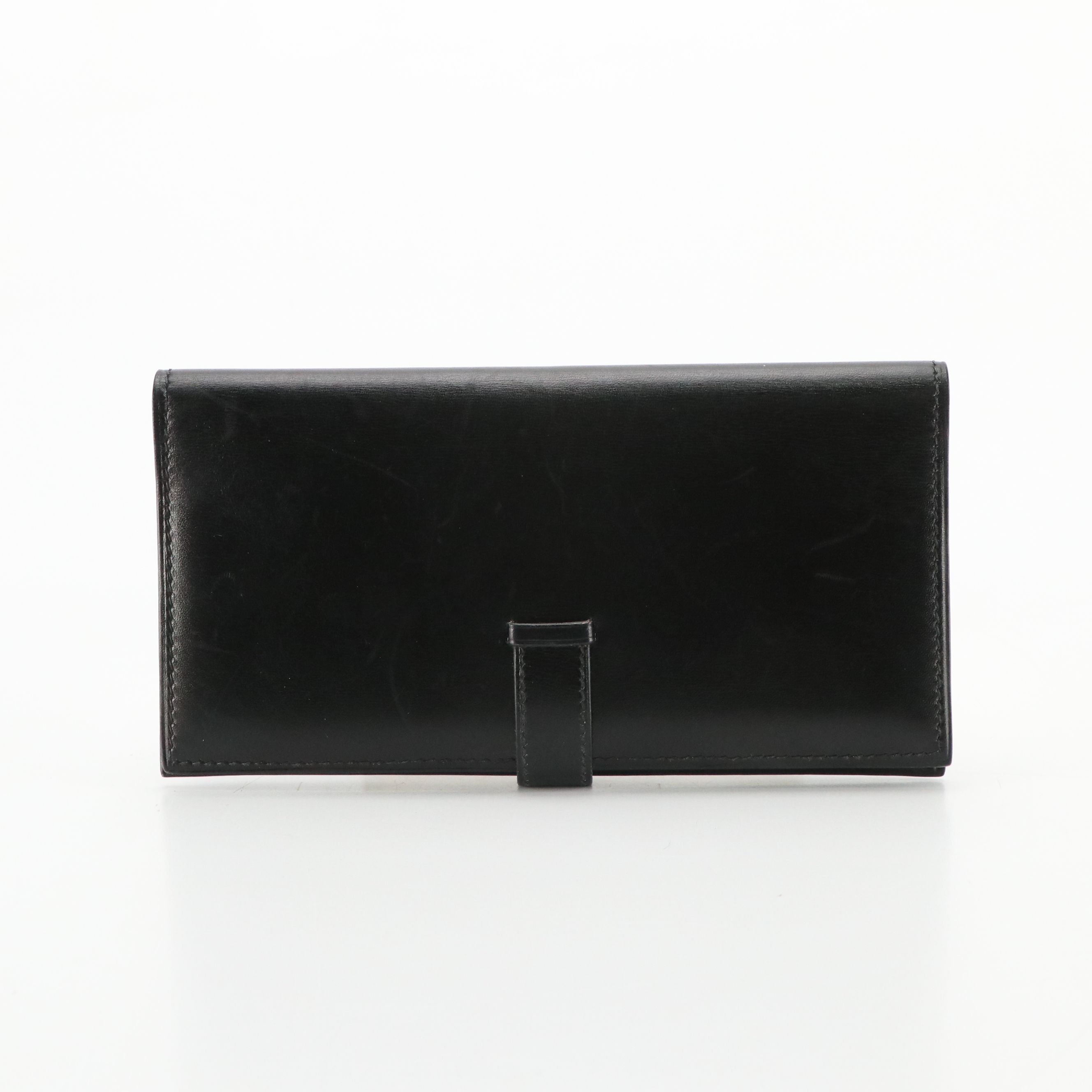 Hermès Bearn Wallet in Black Box Calf Leather, With Box