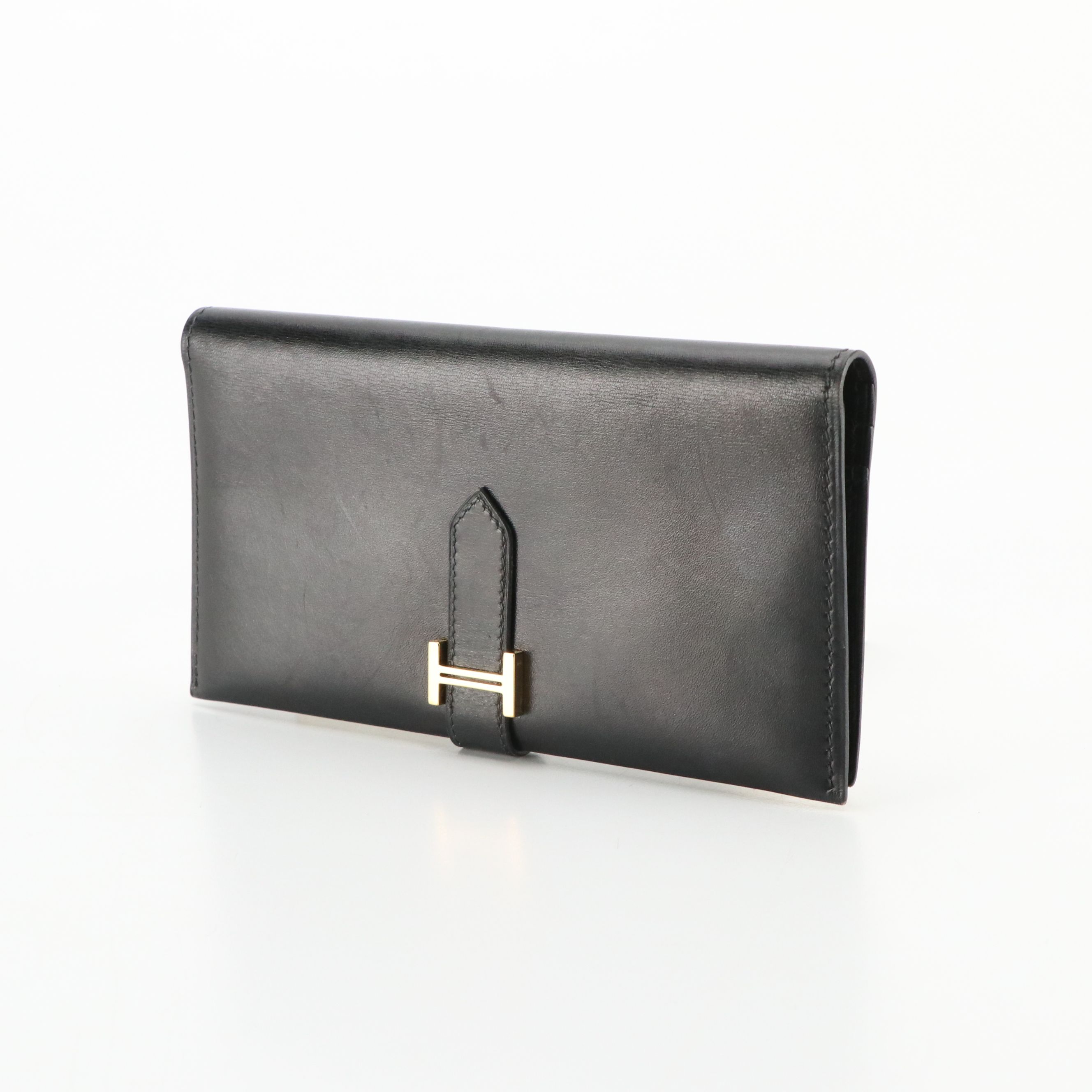 Hermès Bearn Wallet in Black Box Calf Leather, With Box