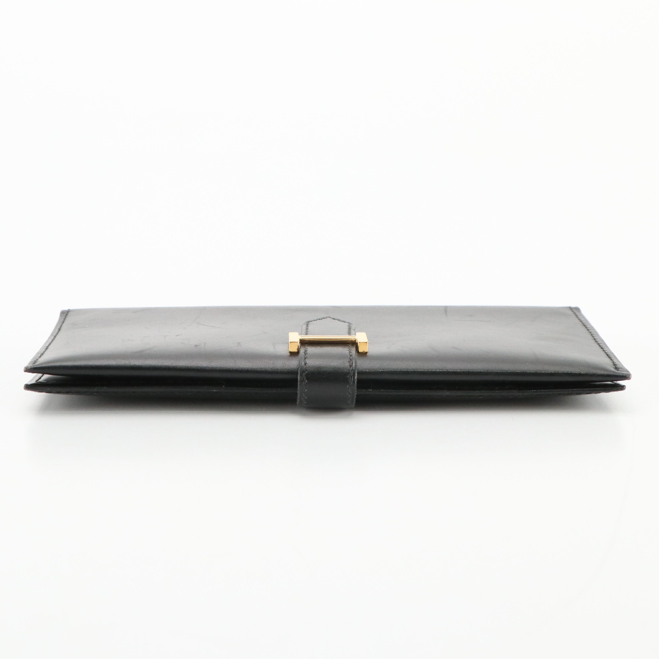 Hermès Bearn Wallet in Black Box Calf Leather, With Box