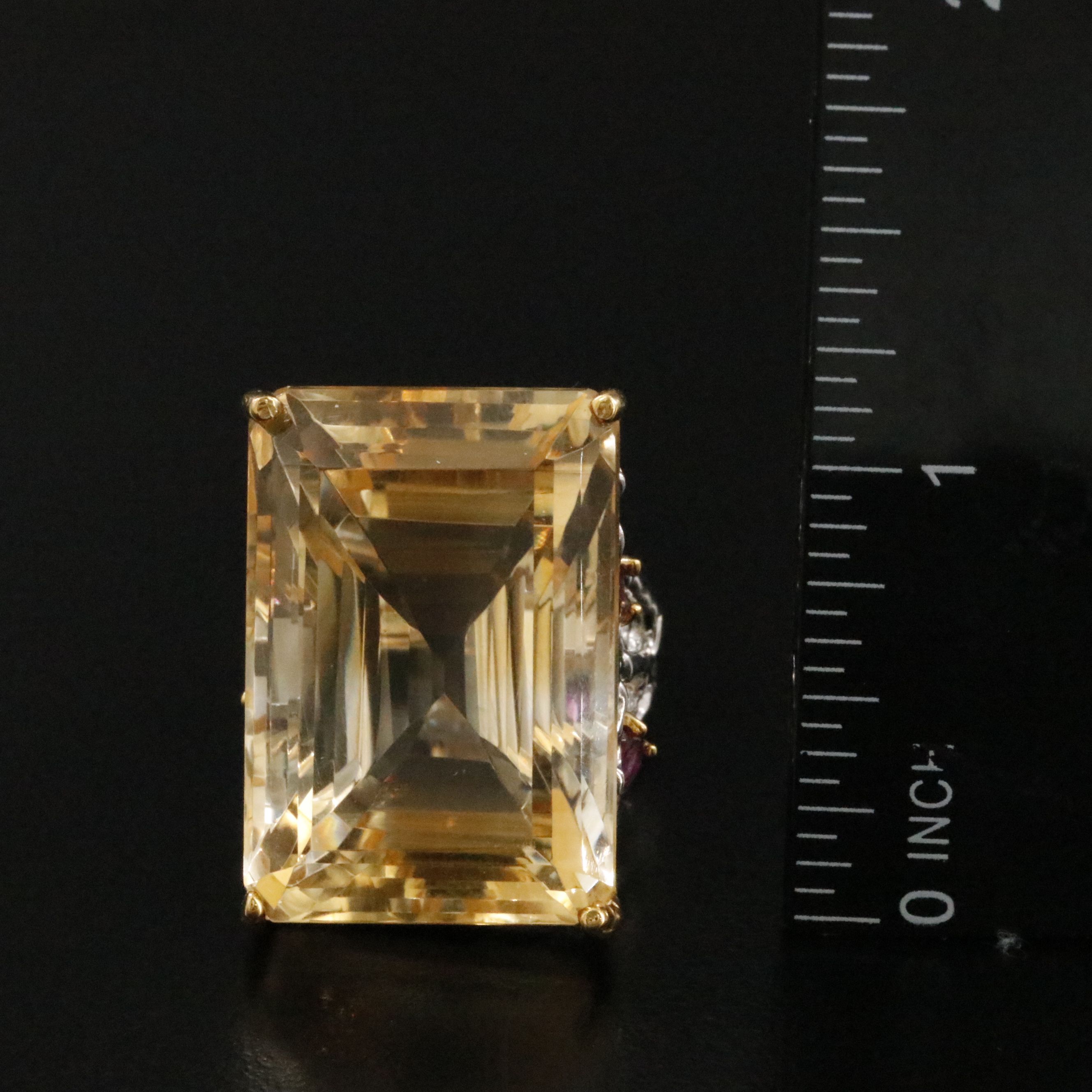 Sterling Citrine and Rhodolite Garnet Ring