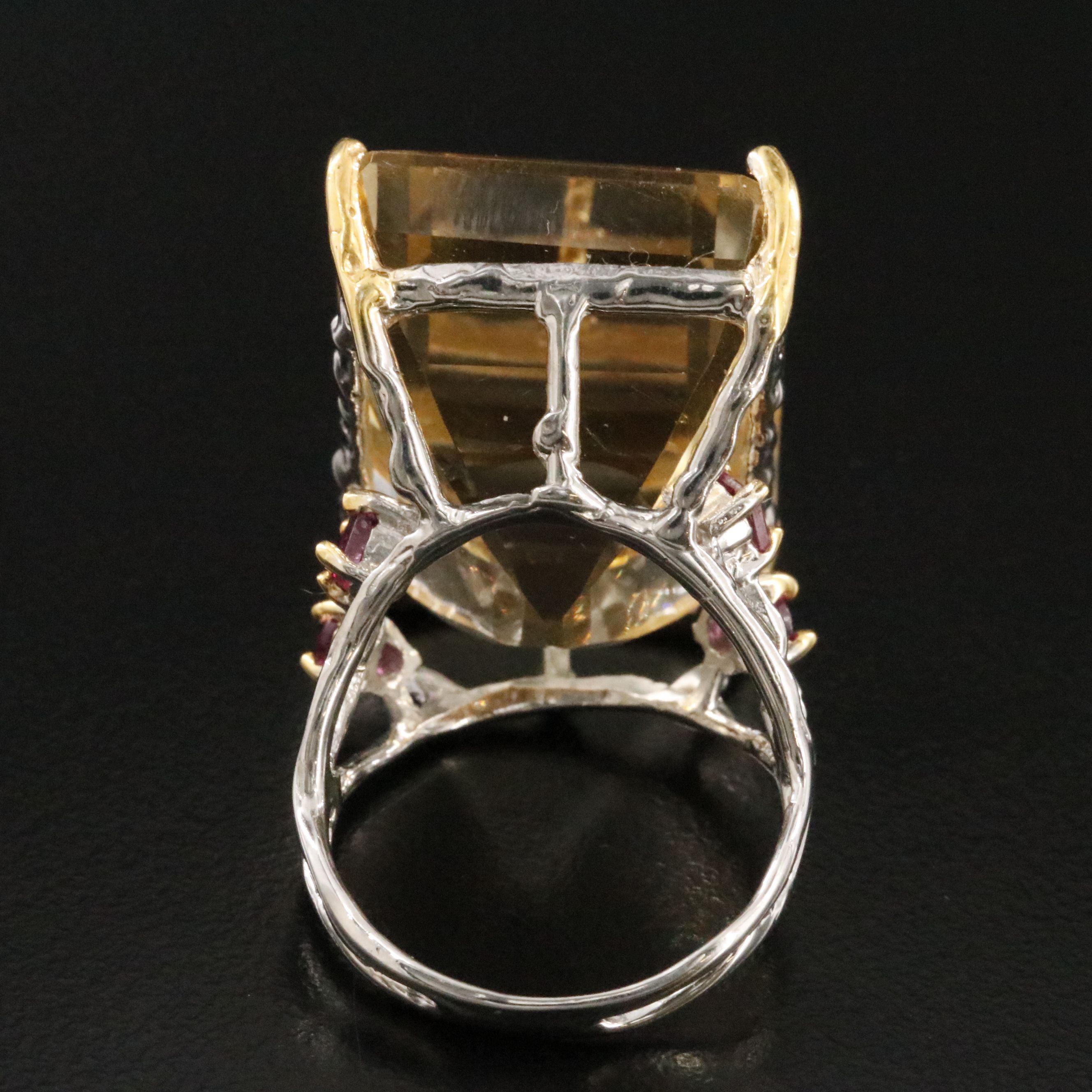 Sterling Citrine and Rhodolite Garnet Ring