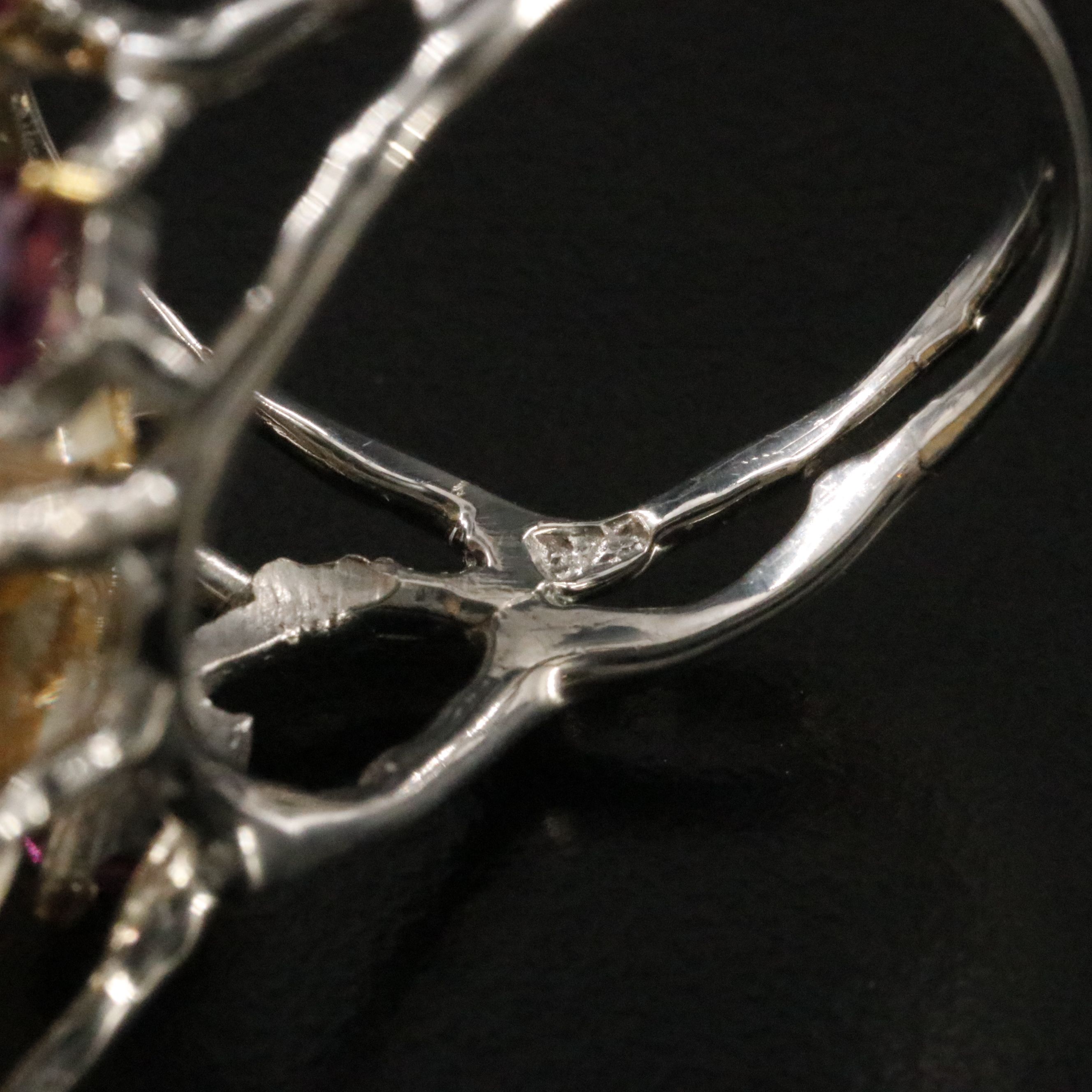 Sterling Citrine and Rhodolite Garnet Ring