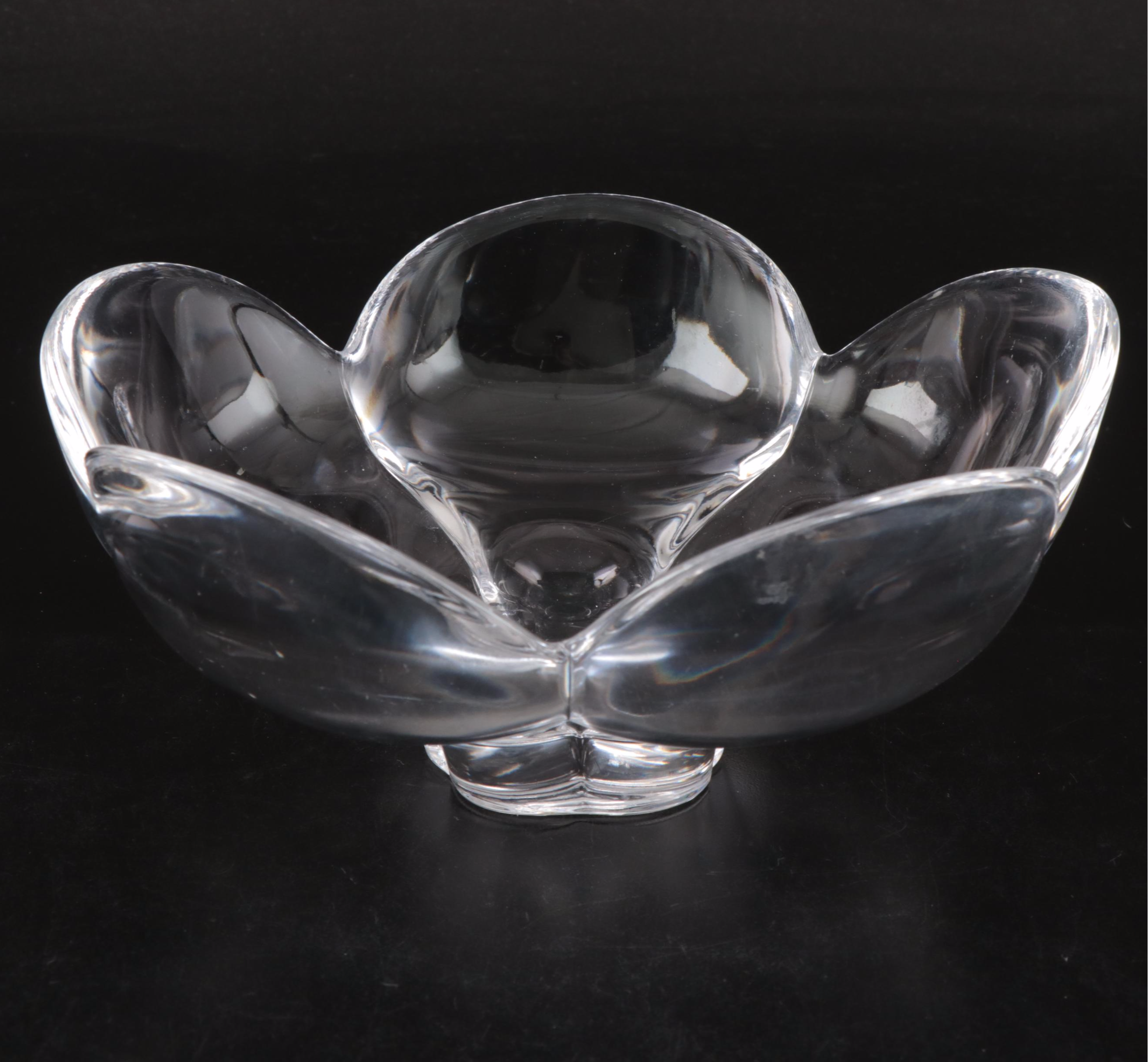 Orrefors "Pomona" Bowl and Etched Vase with Ruby Cut to Clear Dish