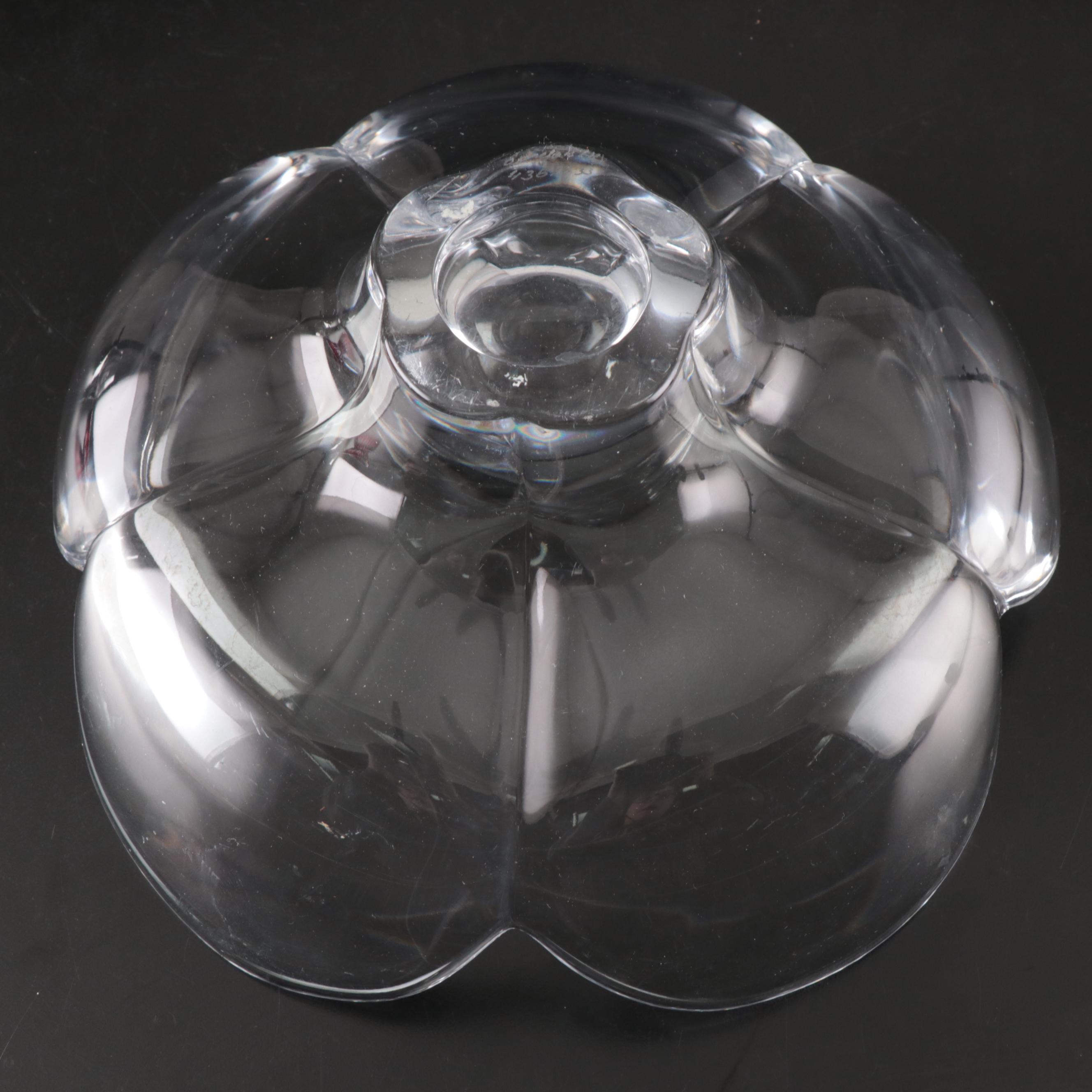 Orrefors "Pomona" Bowl and Etched Vase with Ruby Cut to Clear Dish