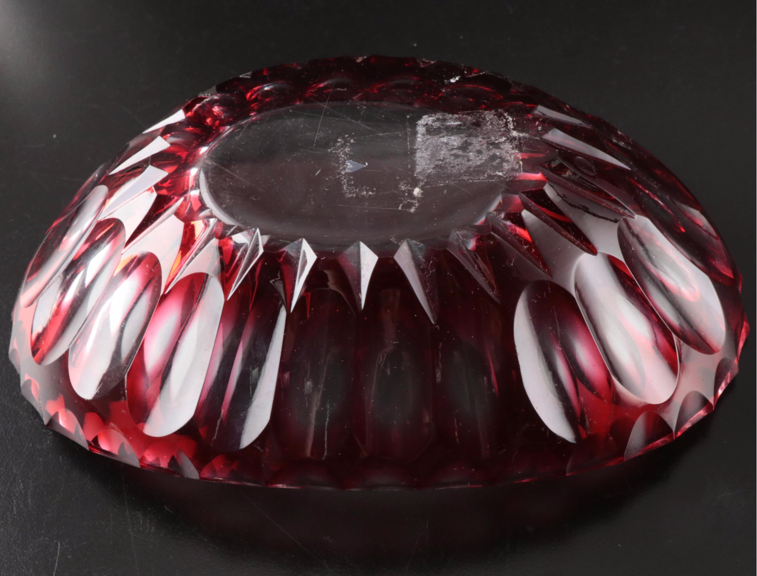 Orrefors "Pomona" Bowl and Etched Vase with Ruby Cut to Clear Dish