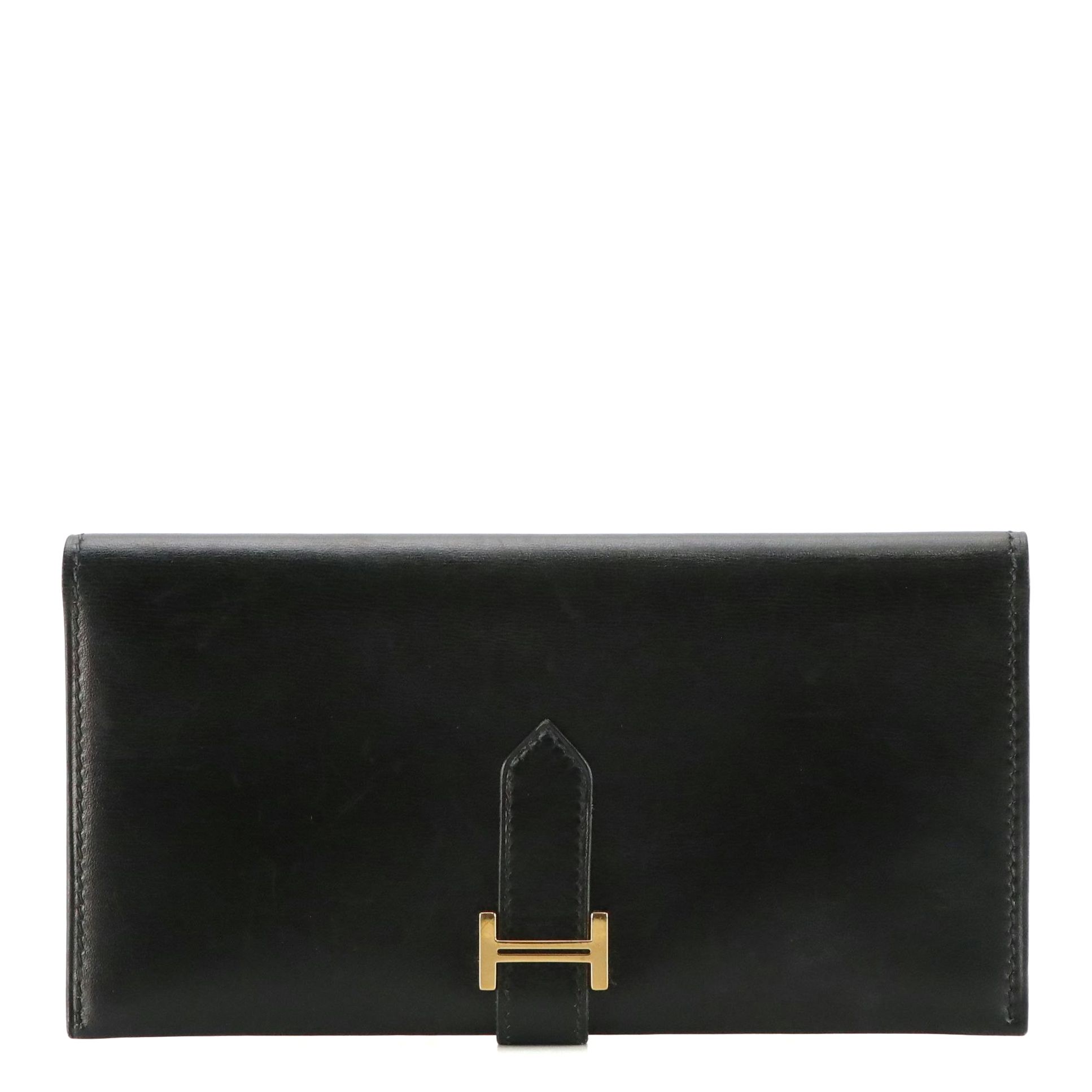 Hermès Bearn Wallet in Black Box Calf Leather, With Box