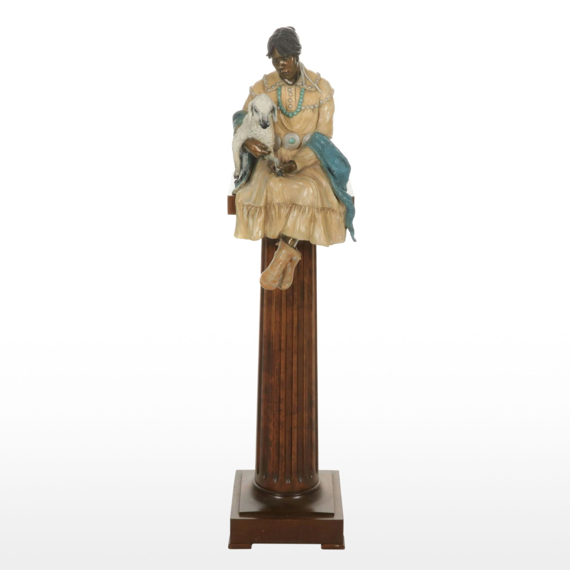 "Little Flower" by Marie Barbera Limited Edition Bronze Statue with Pedestal