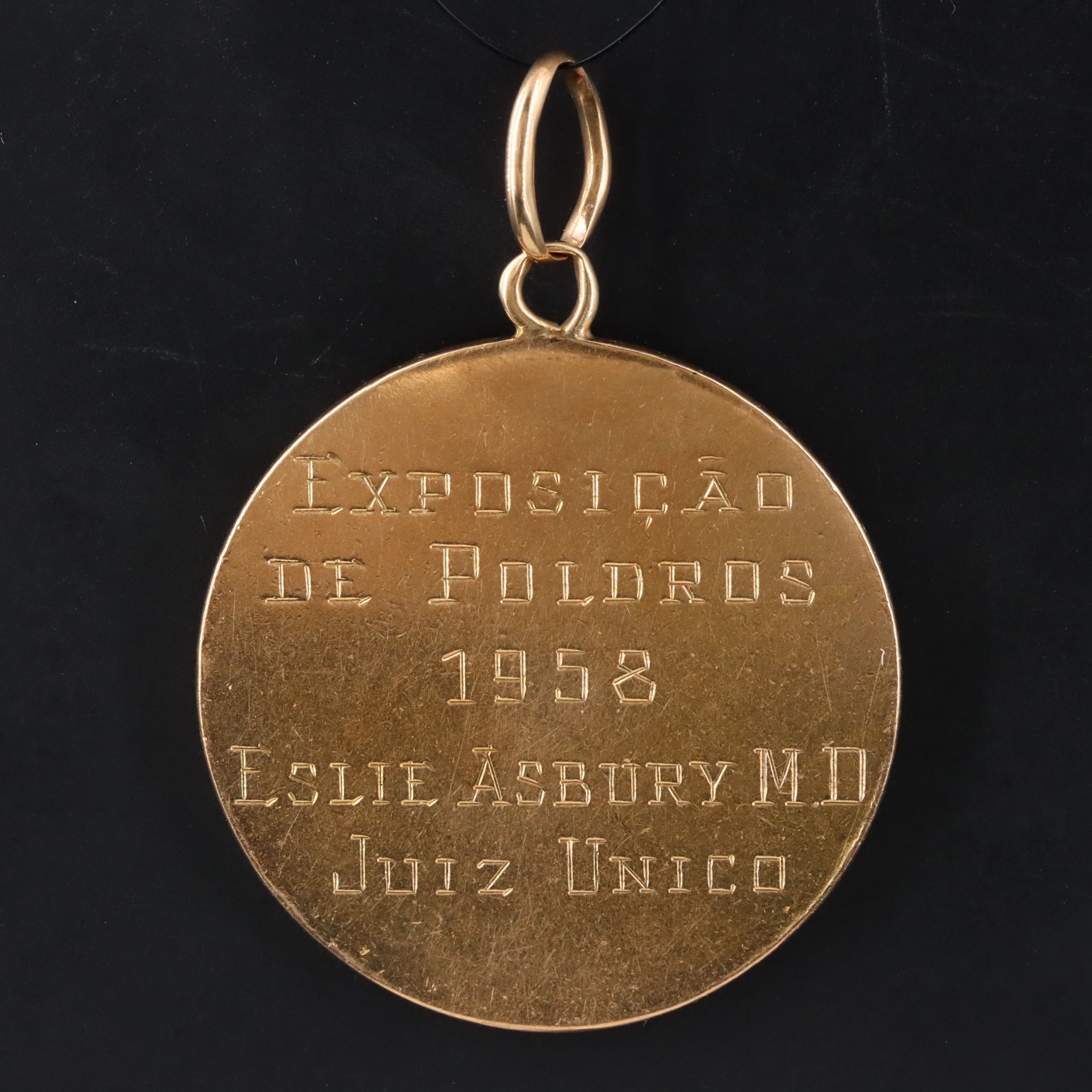Dr Eslie Asbury 1958 Exhibition of Foals 18K Medallion, São Paulo Jockey Club