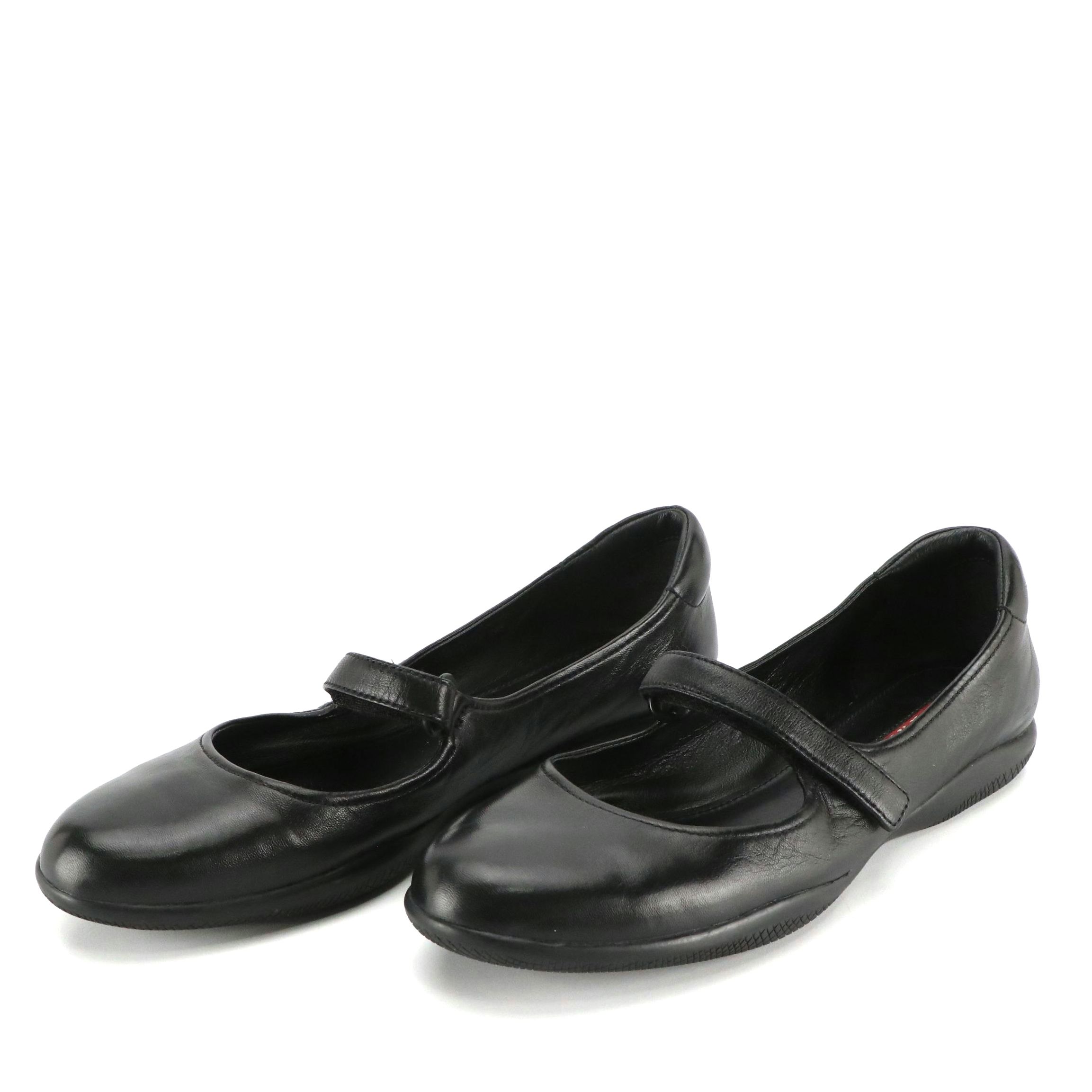 Prada Sport Mary Jane Flats in Black Lambskin Leather