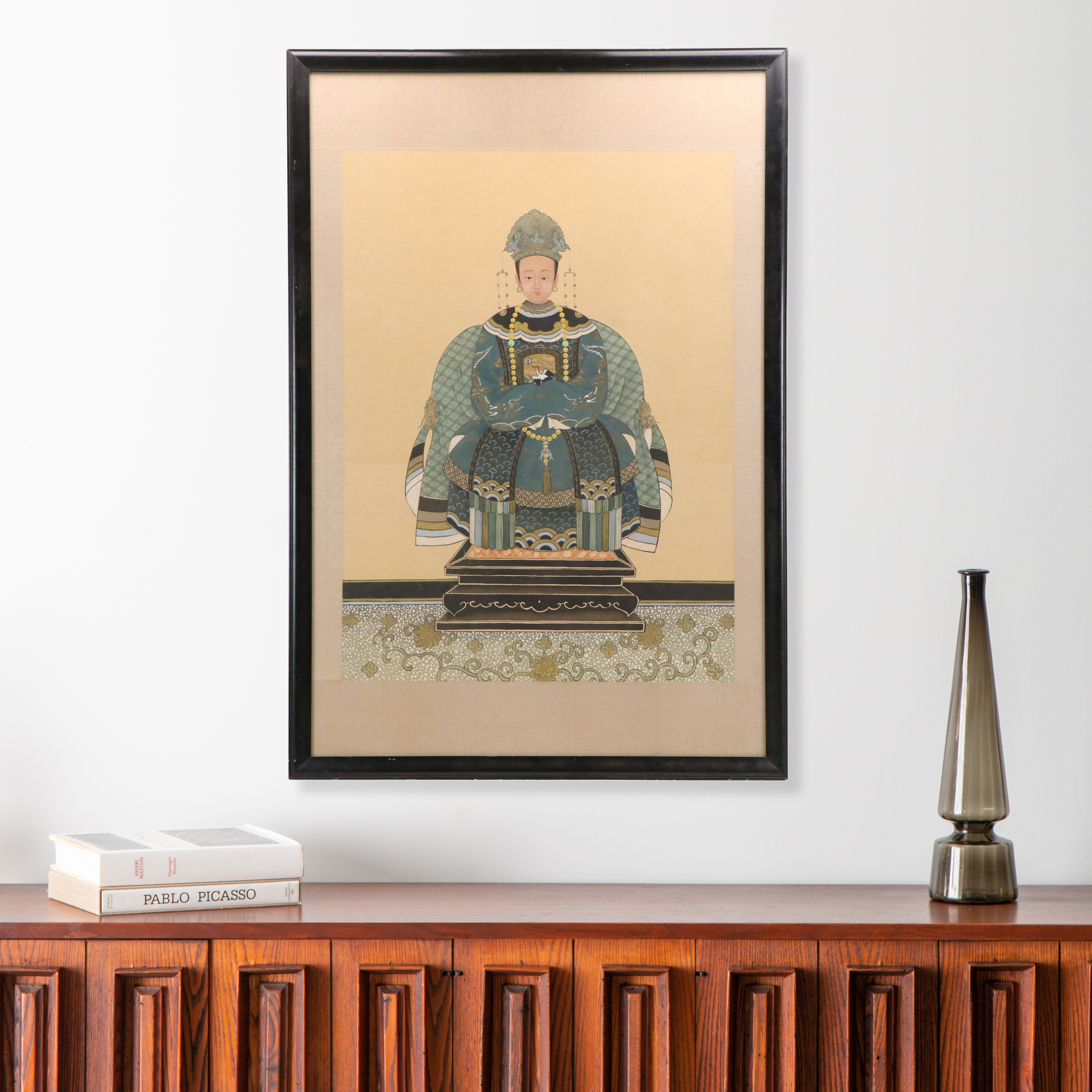 Chinese Gouache Painting of Empress on Silk