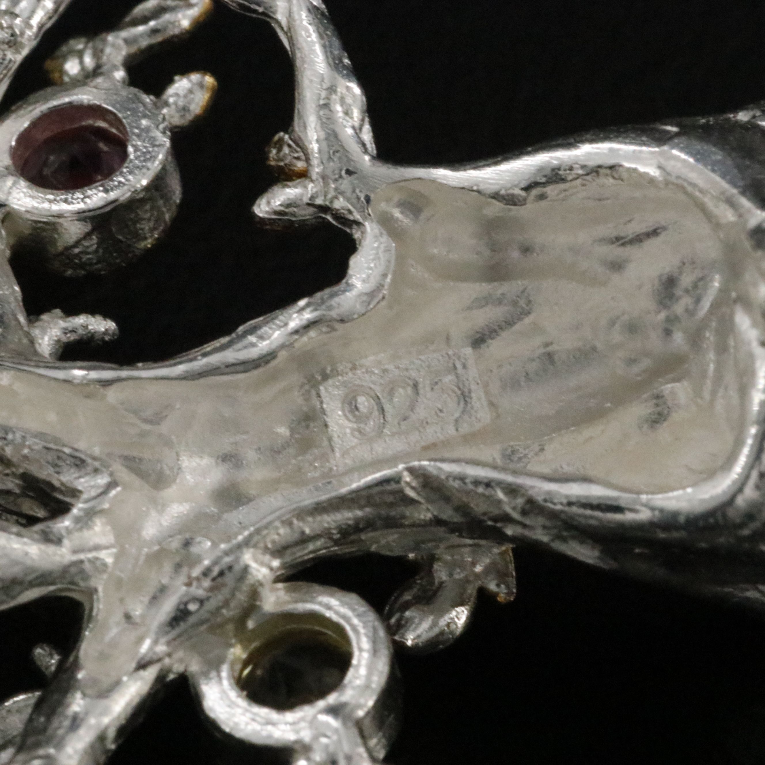 Sterling Pearl and Tourmaline Tree of Life Brooch