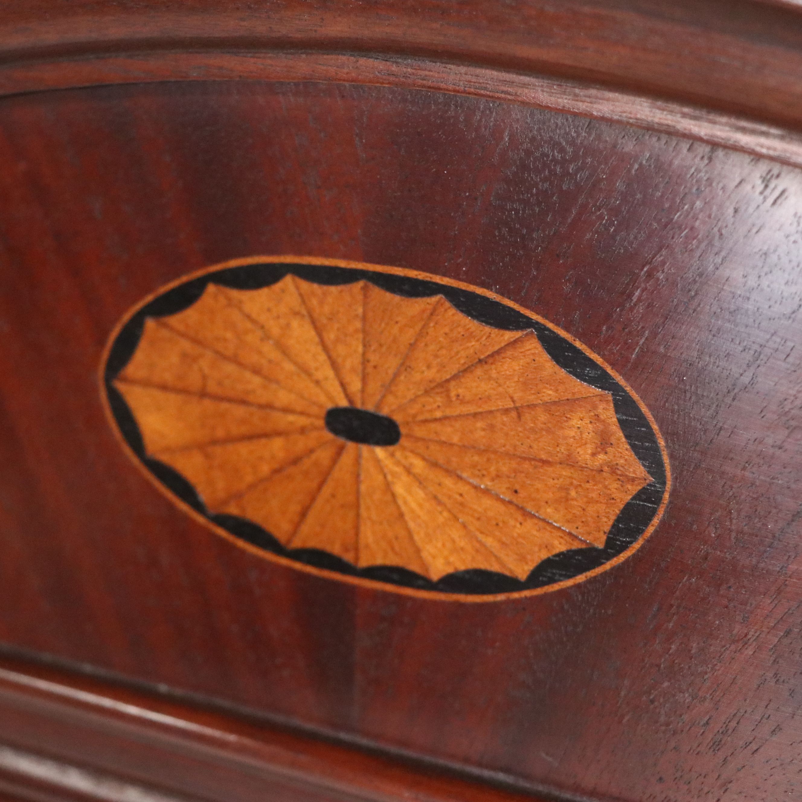 Federal Style Flame Mahogany Wall Mirror with Patera Inlay, Vintage