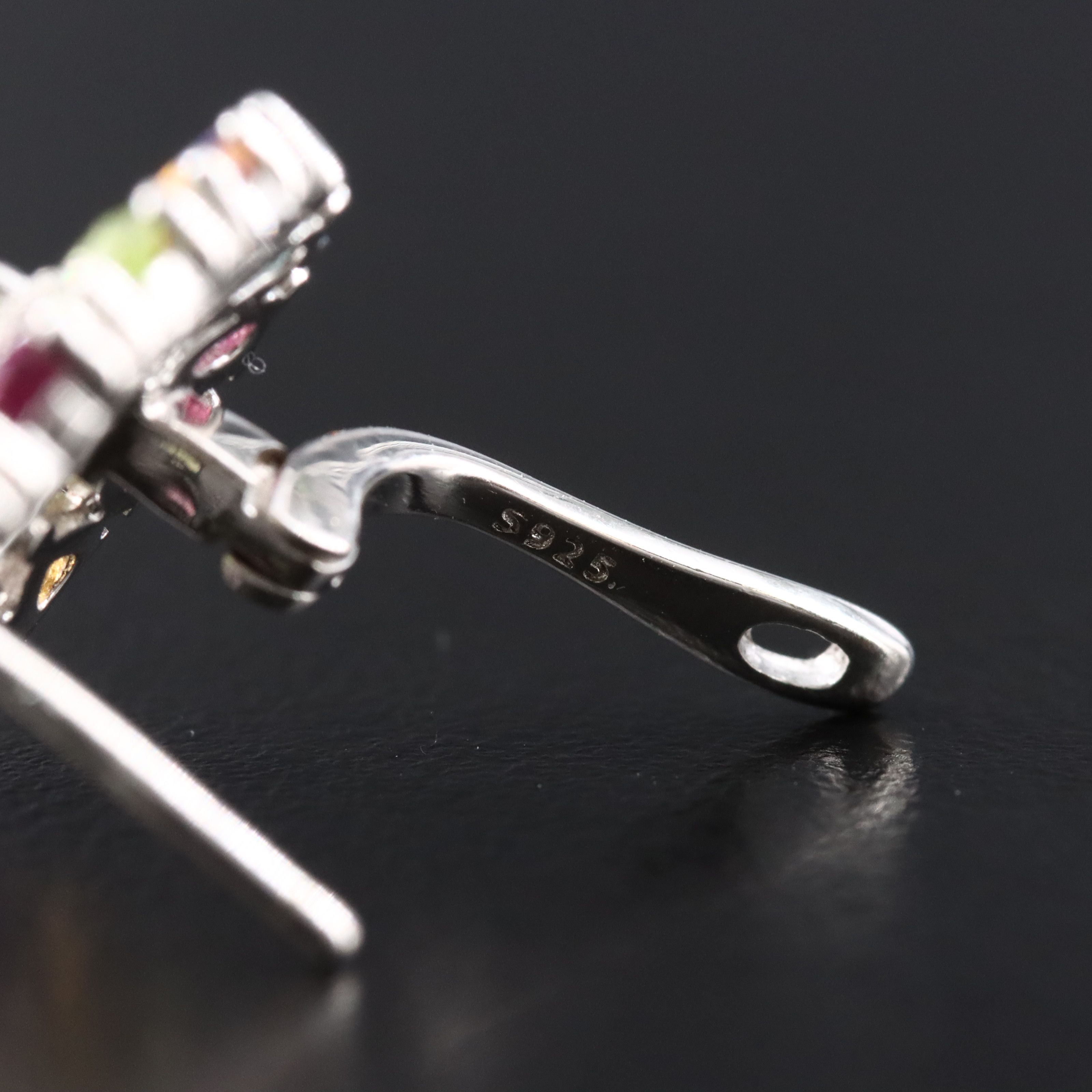 Sterling Peridot, Amethyst and Garnet Earrings