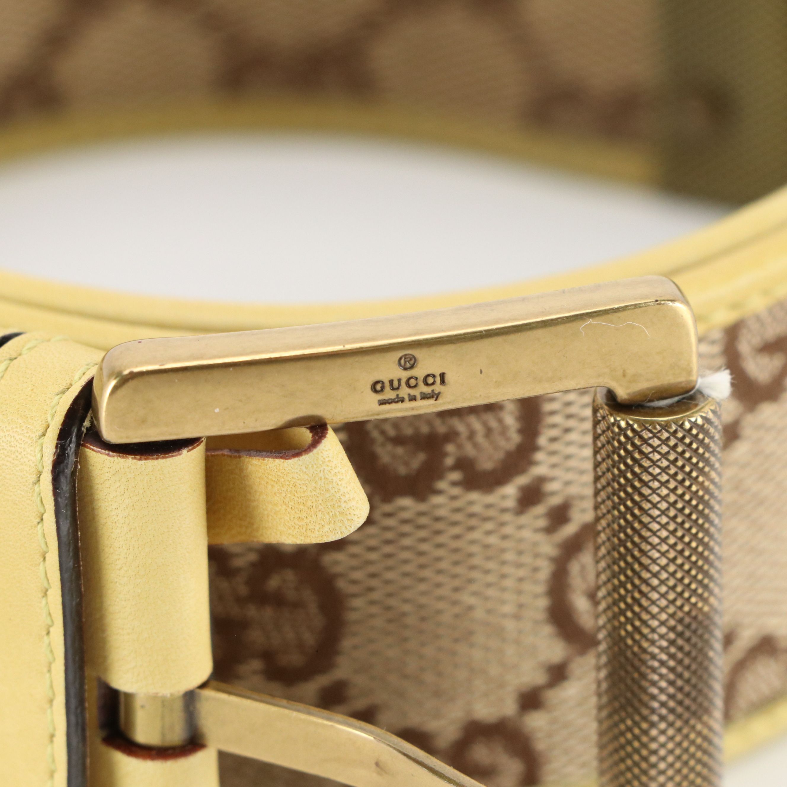 Gucci GG Canvas and Yellow Leather Belt