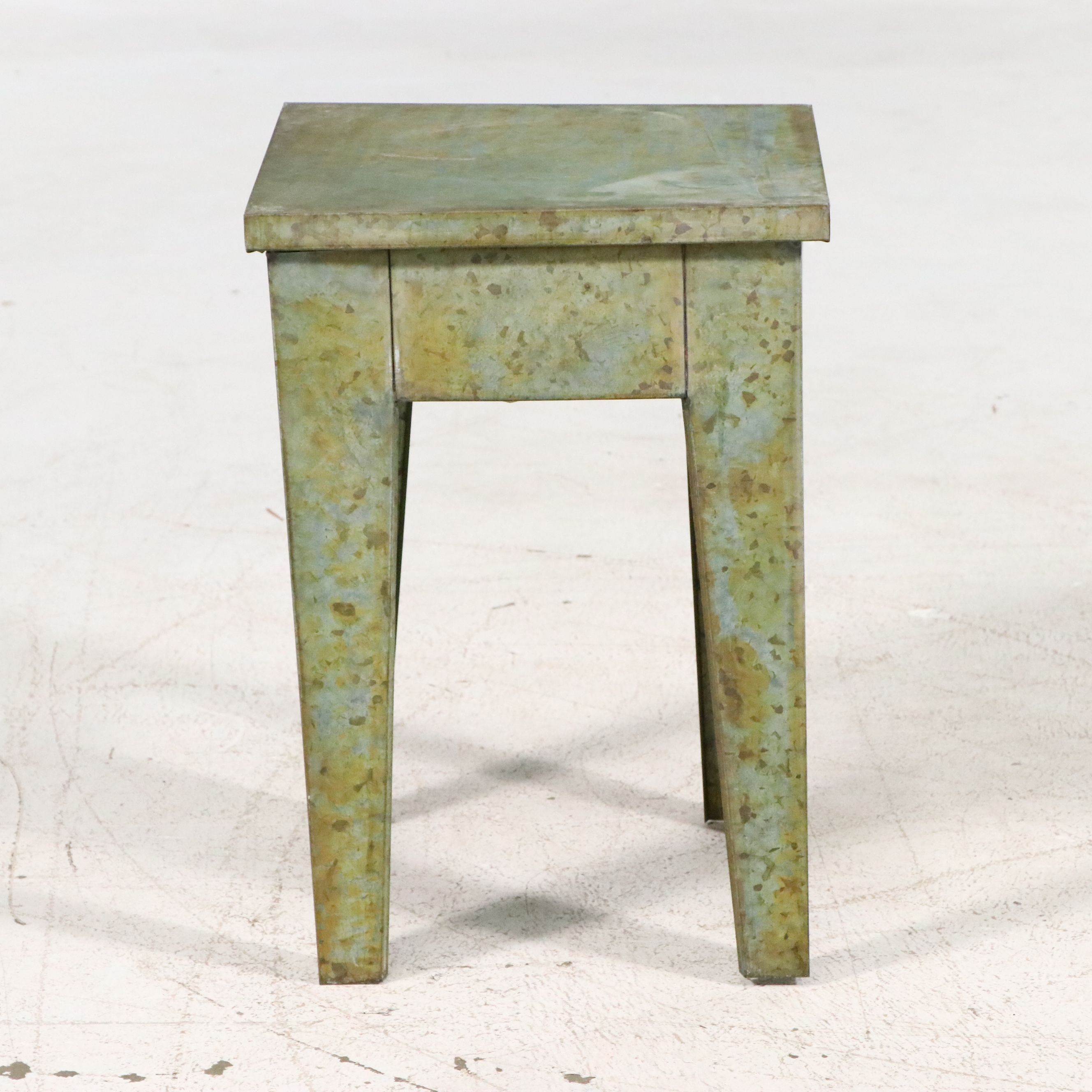 Contemporary Verdigris Patinated Sheet Metal Side Table