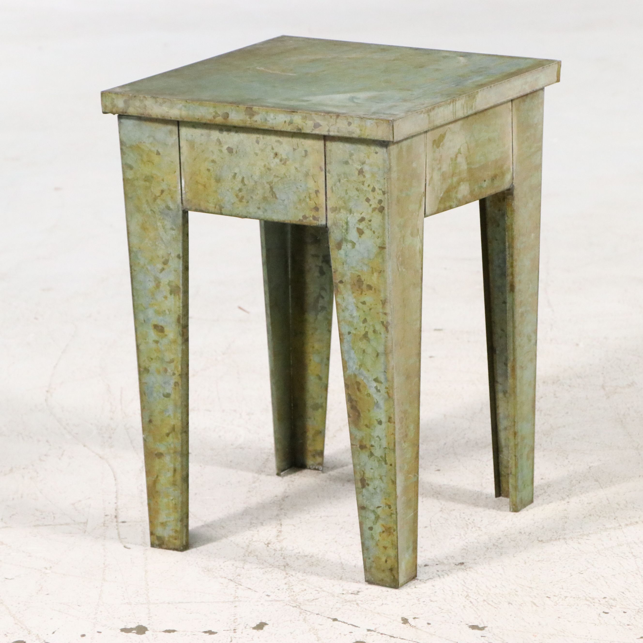 Contemporary Verdigris Patinated Sheet Metal Side Table