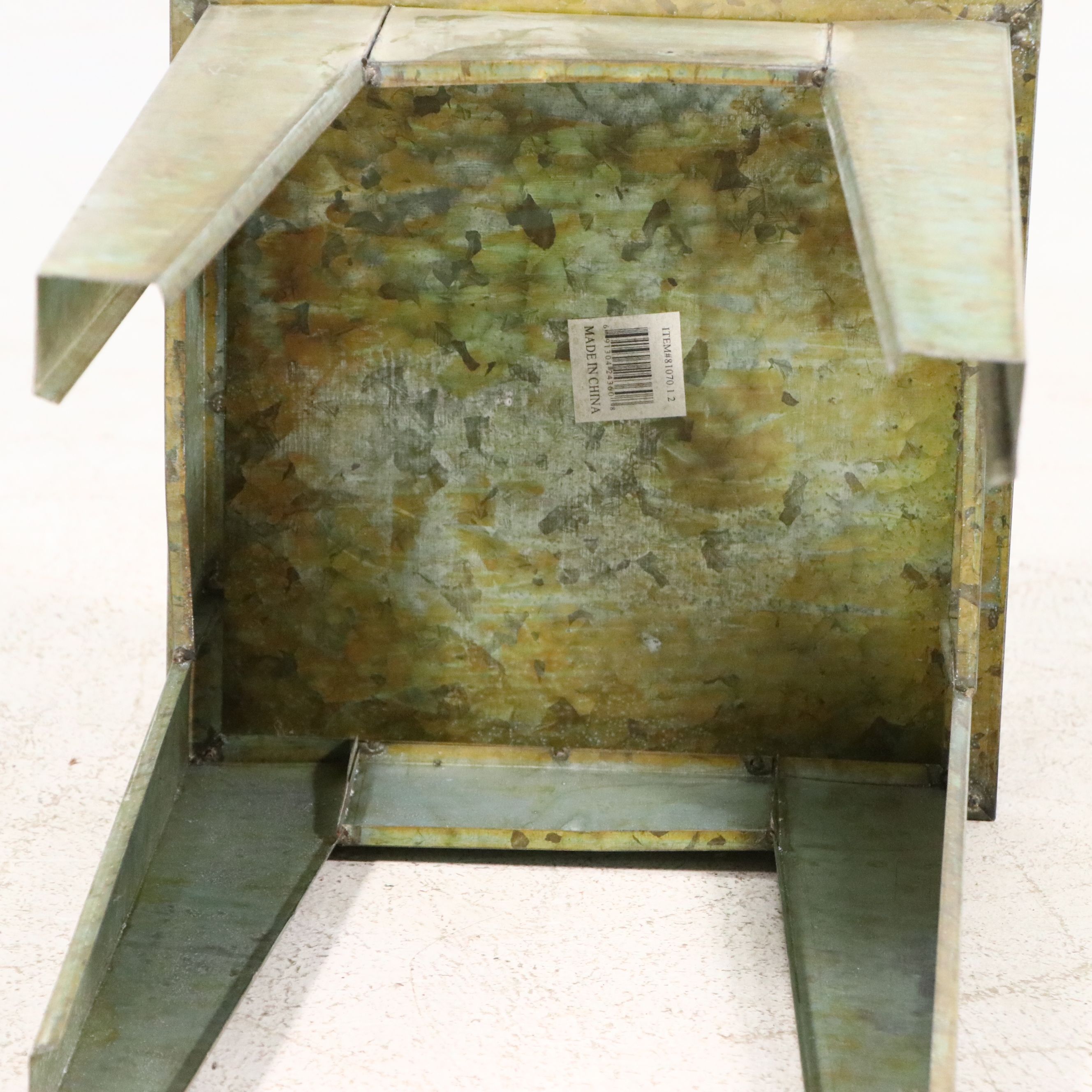 Contemporary Verdigris Patinated Sheet Metal Side Table