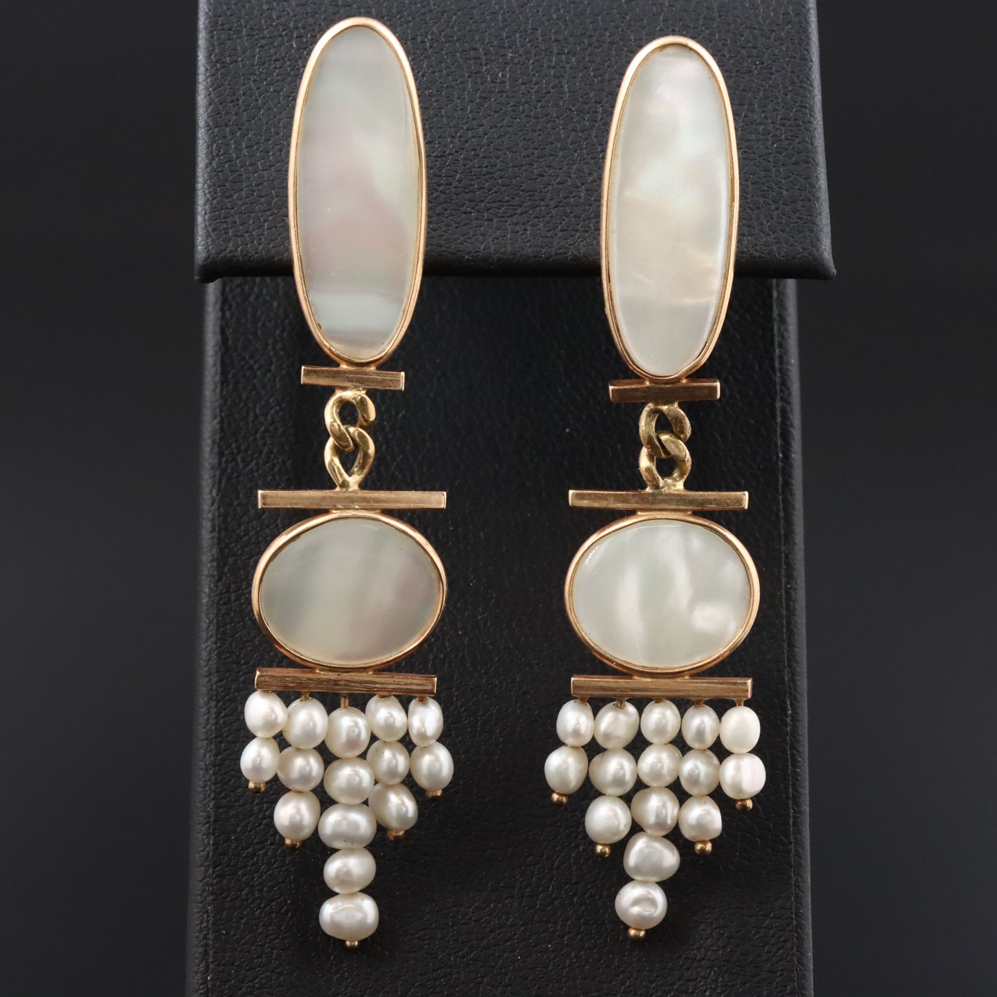 14K Mother-of-Pearl and Pearl Earrings