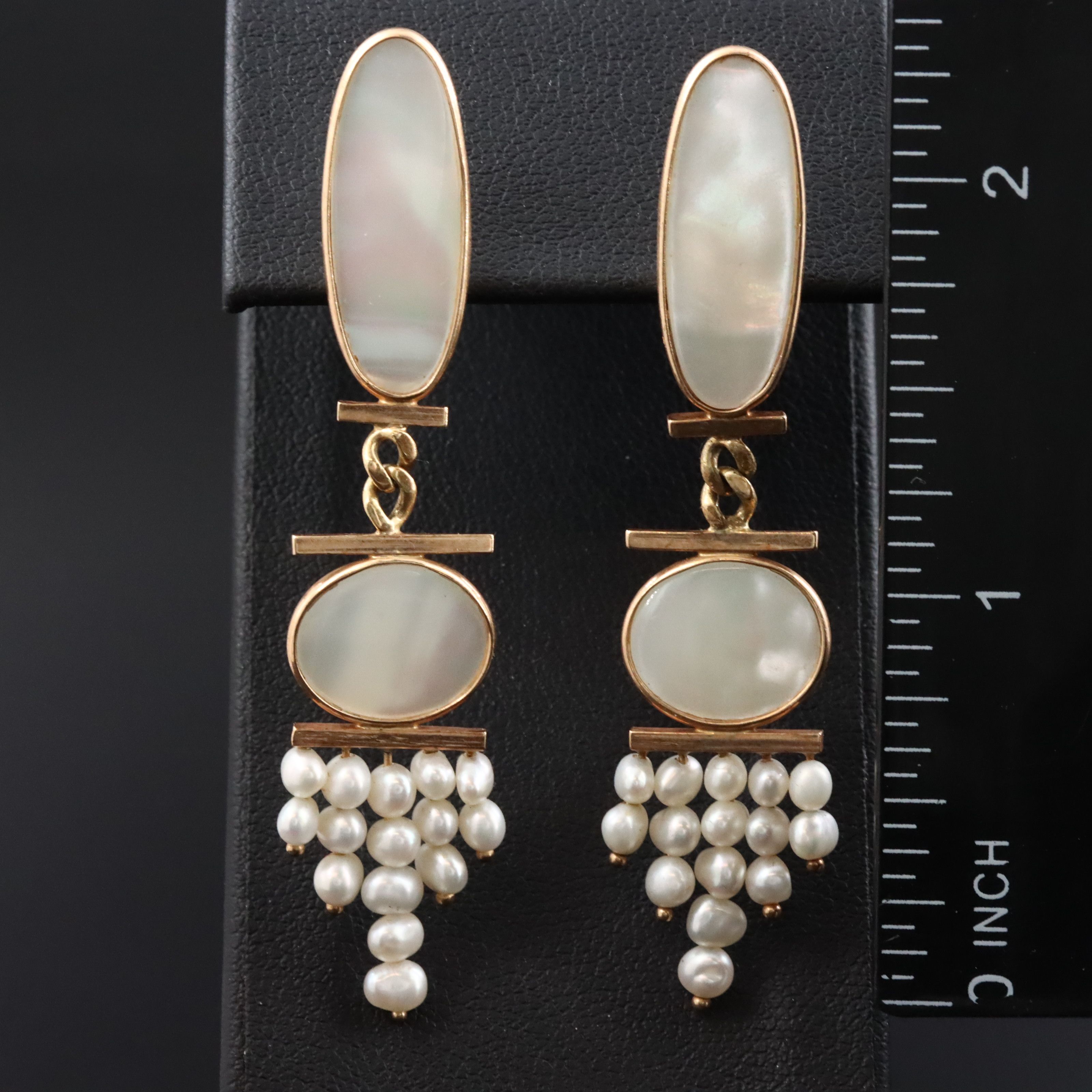 14K Mother-of-Pearl and Pearl Earrings