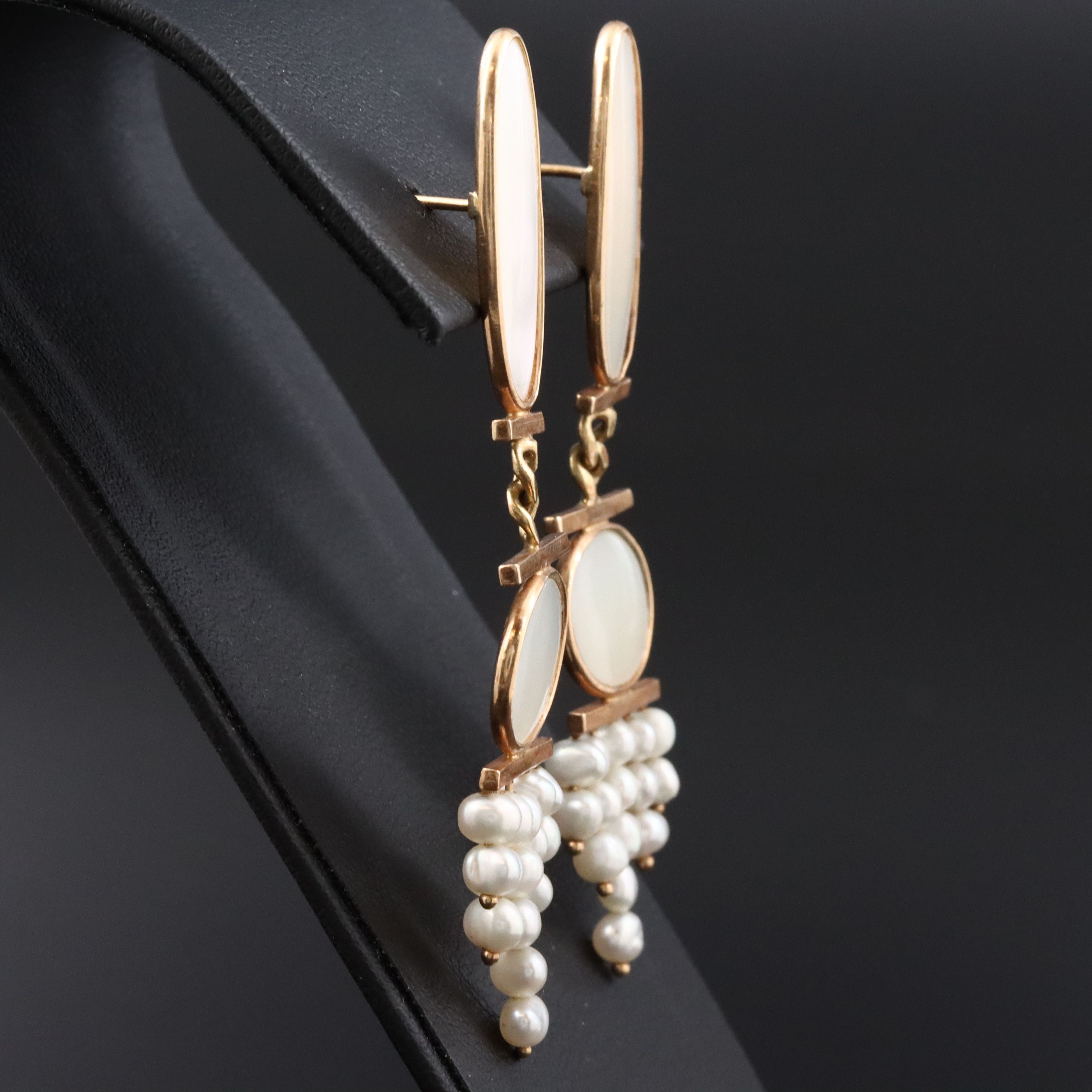 14K Mother-of-Pearl and Pearl Earrings