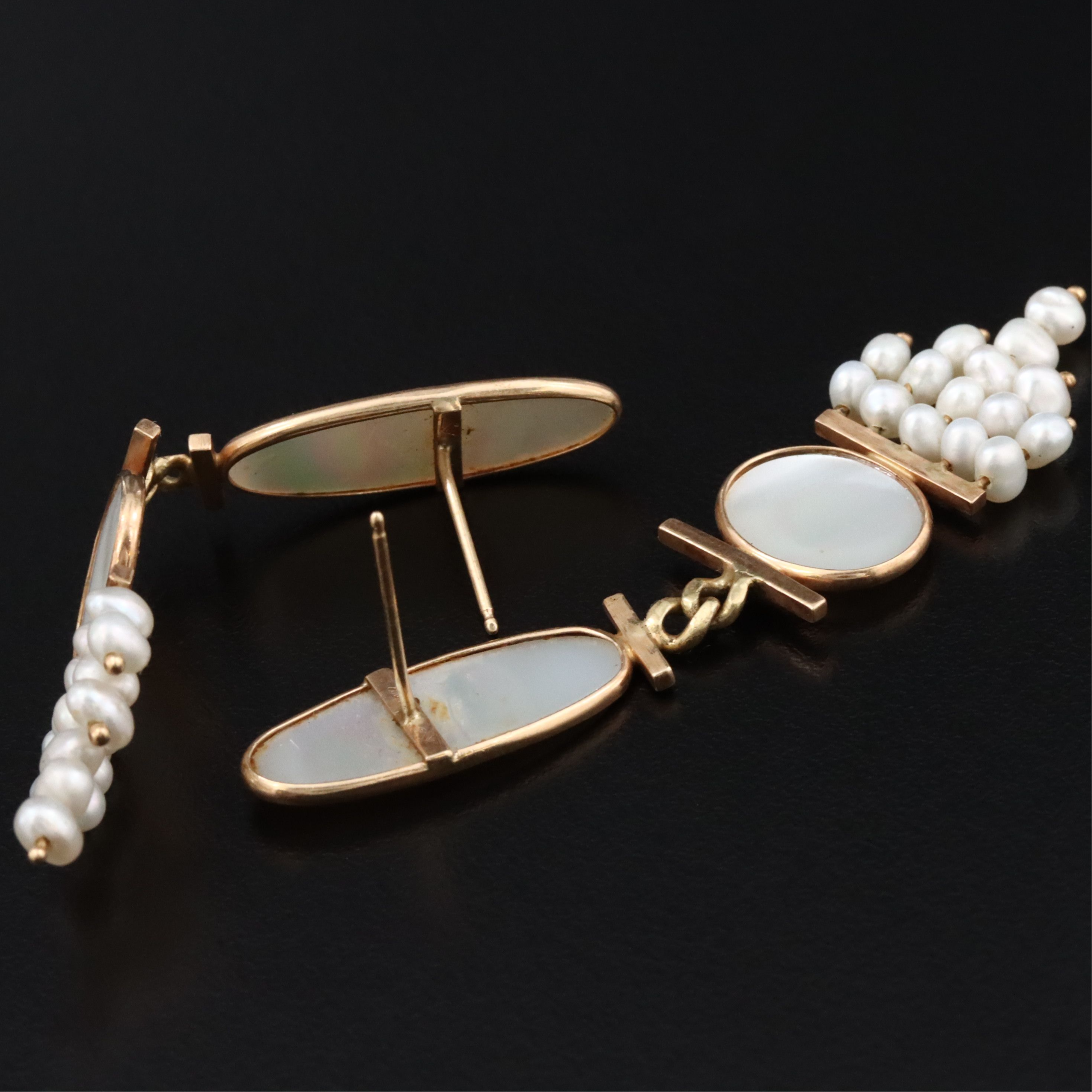 14K Mother-of-Pearl and Pearl Earrings