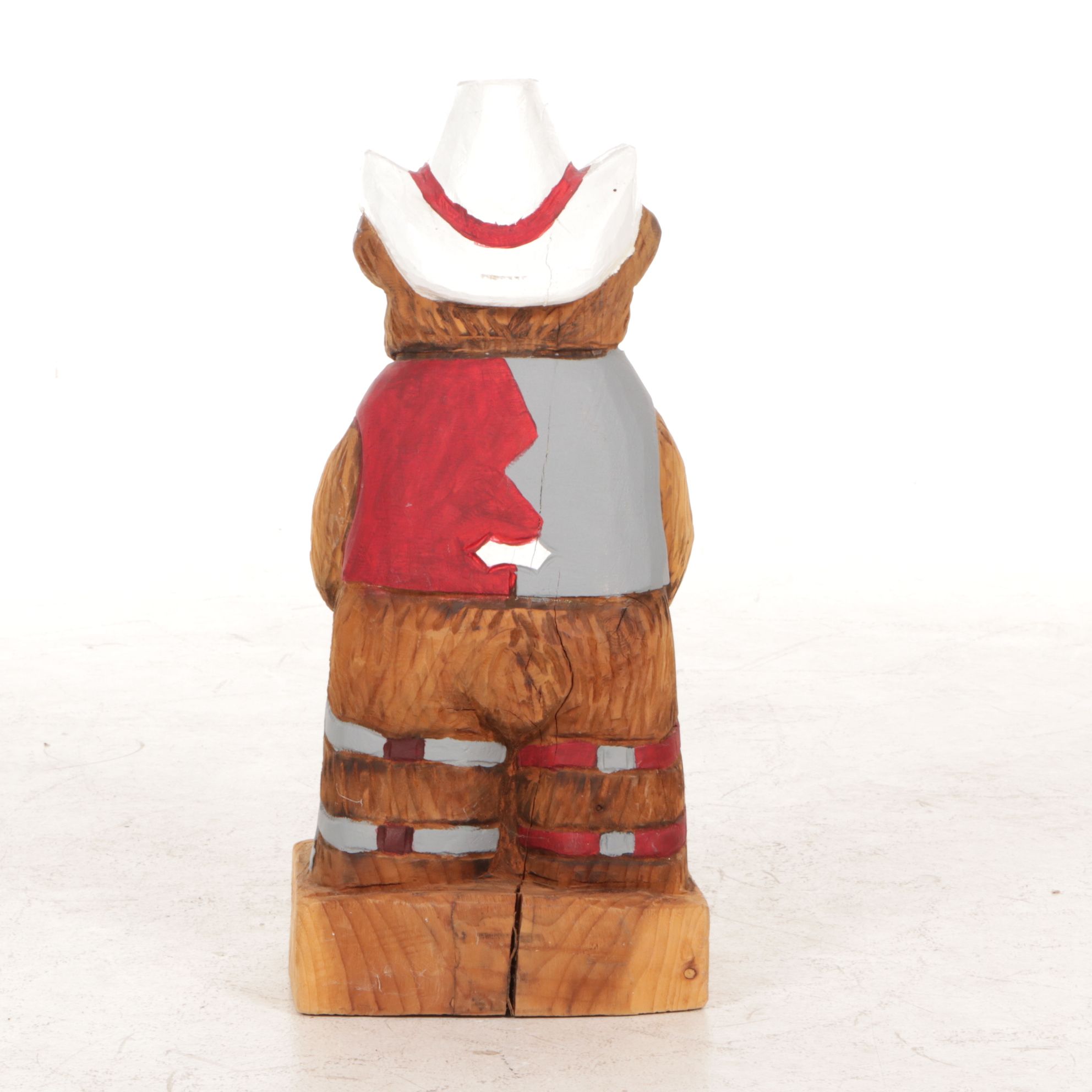 OSU Bear Wearing Cowboy Hat Carved and Painted Sculpture