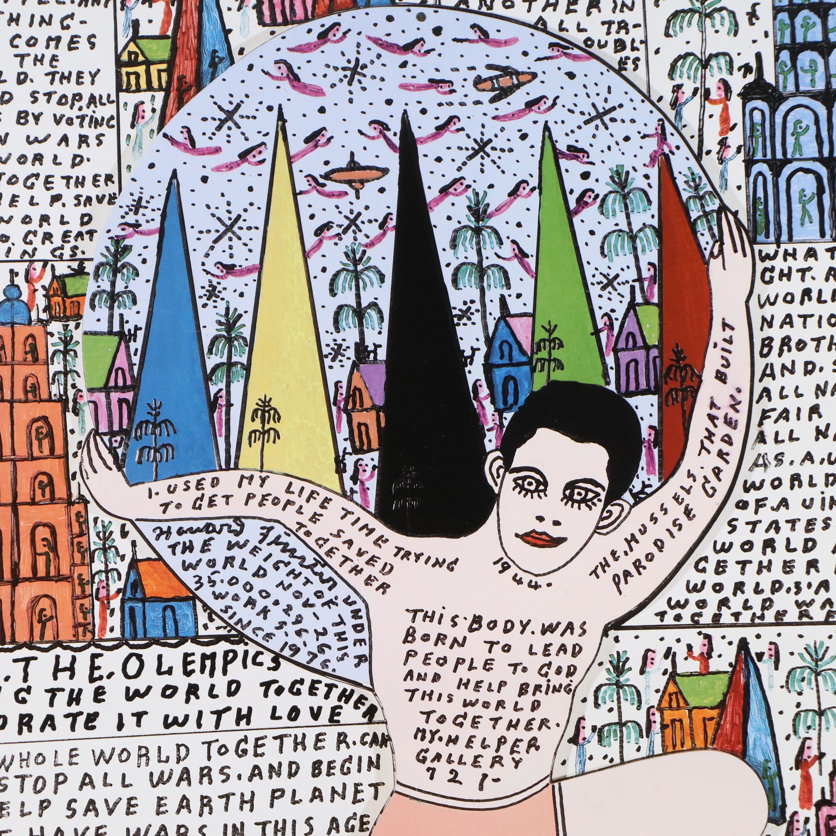 Howard Finster Offset Lithograph Olympics Poster, 1996