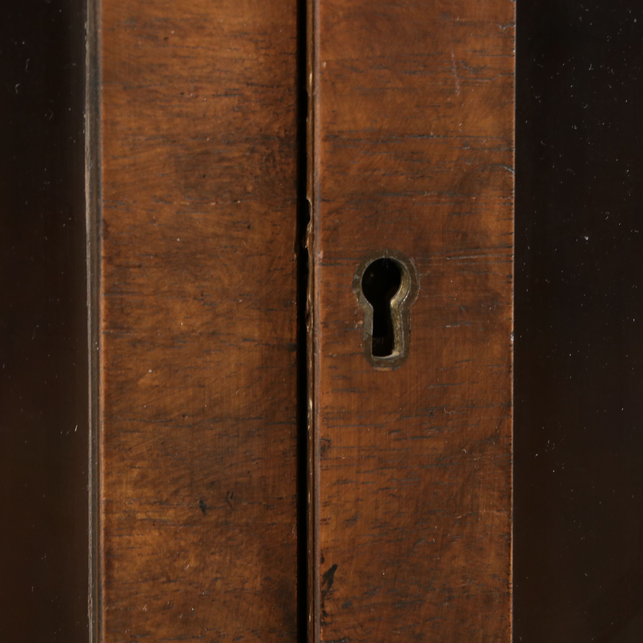 George III Style Burl Walnut Glass Front Cabinet