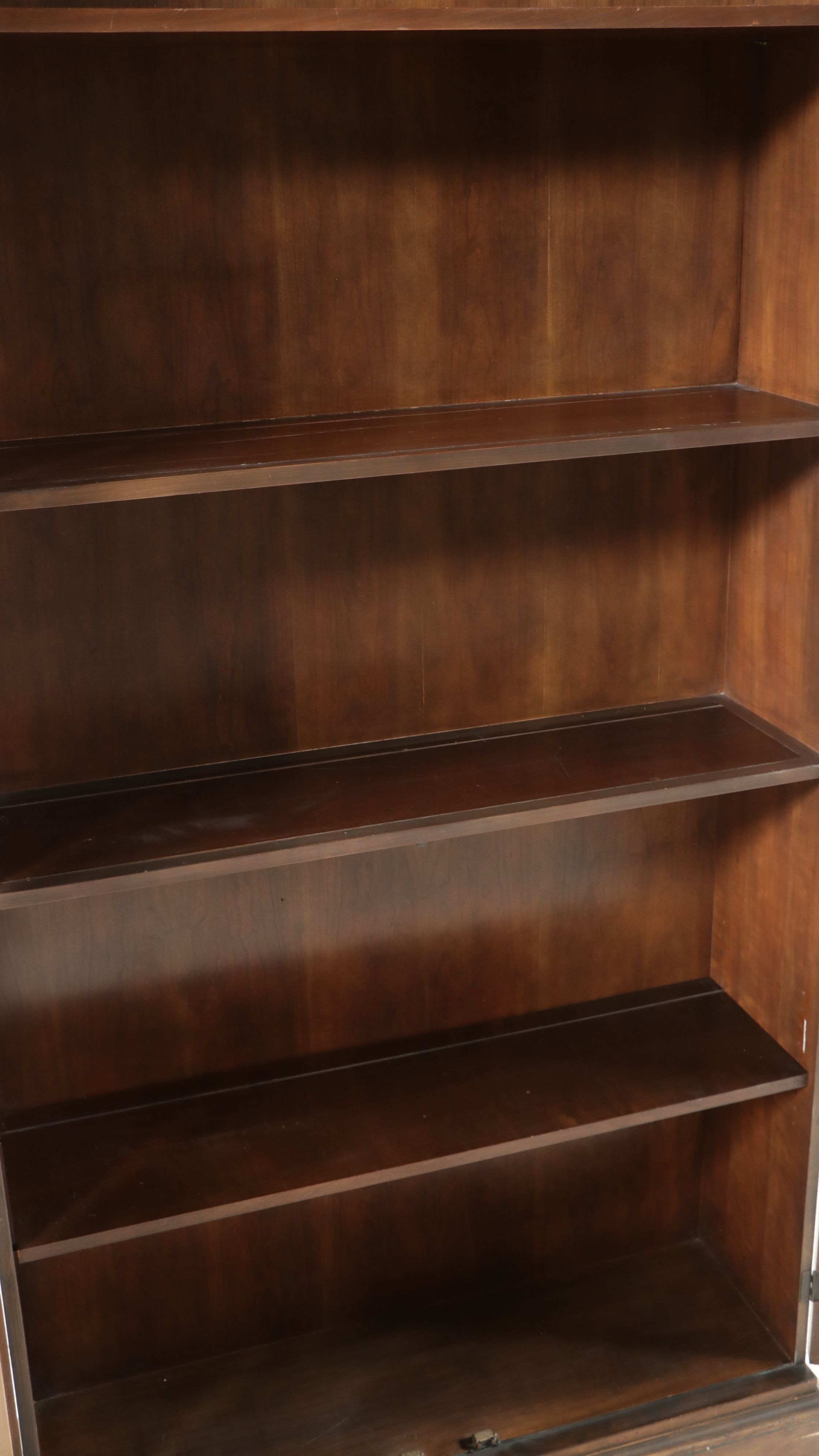 George III Style Burl Walnut Glass Front Cabinet