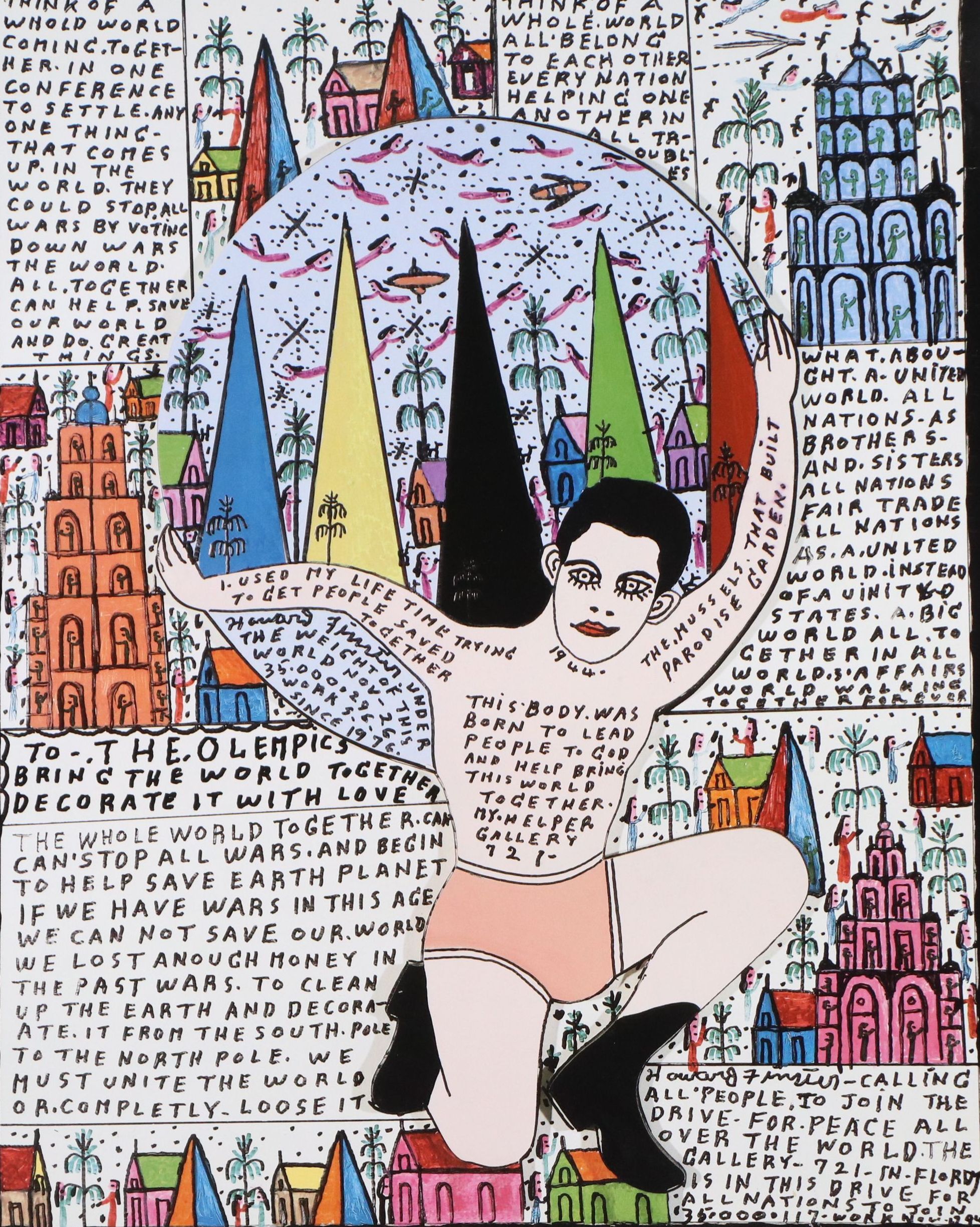 Howard Finster Offset Lithograph Olympics Poster, 1996