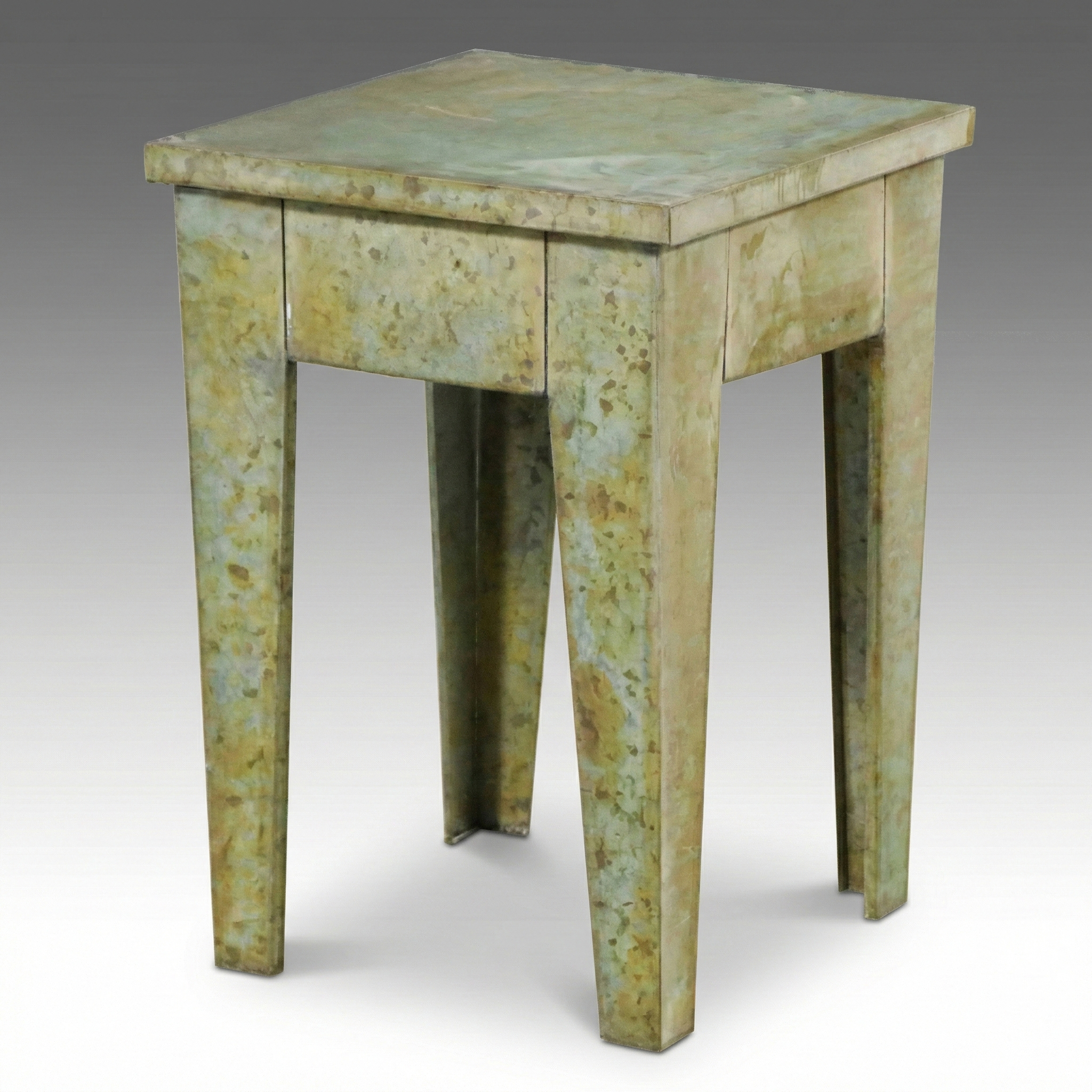 Contemporary Verdigris Patinated Sheet Metal Side Table