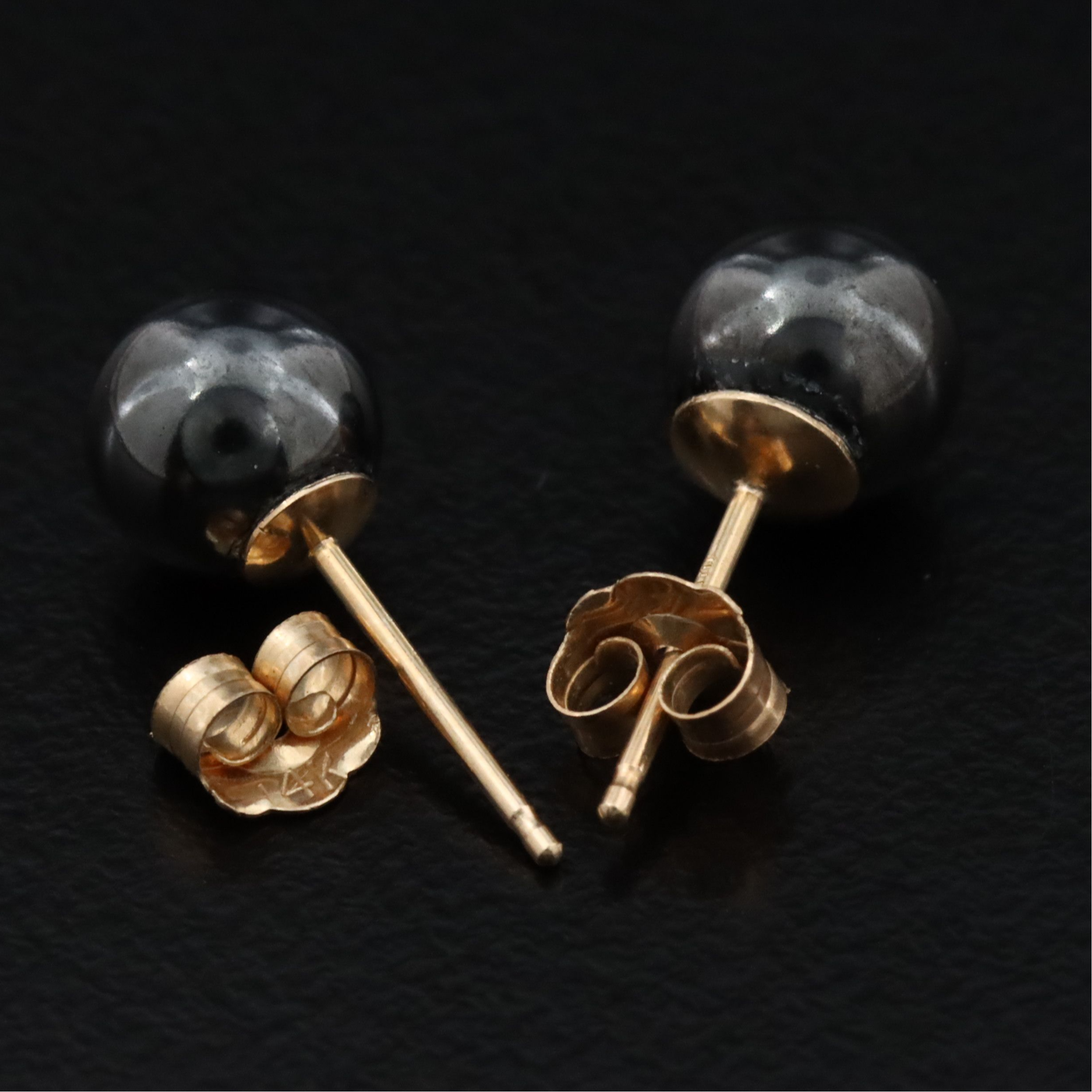 14K Hematite Stud Earrings