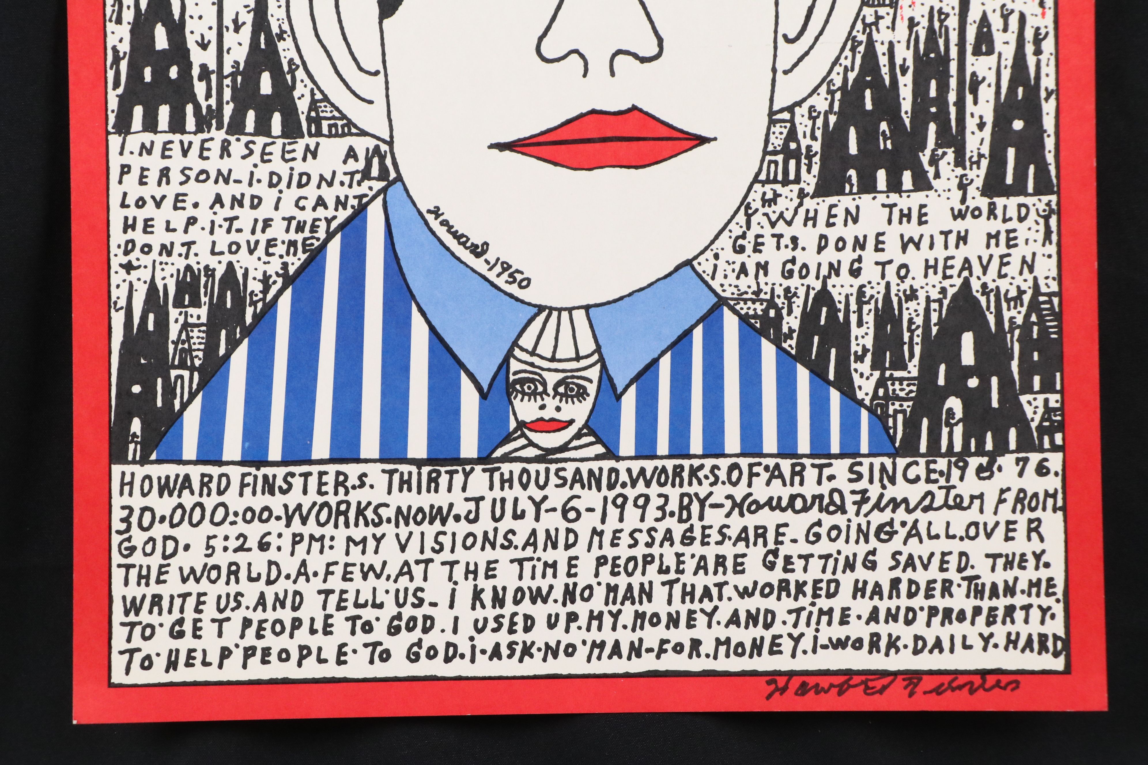 Howard Finster Lithograph "Self Portrait as a Boy"