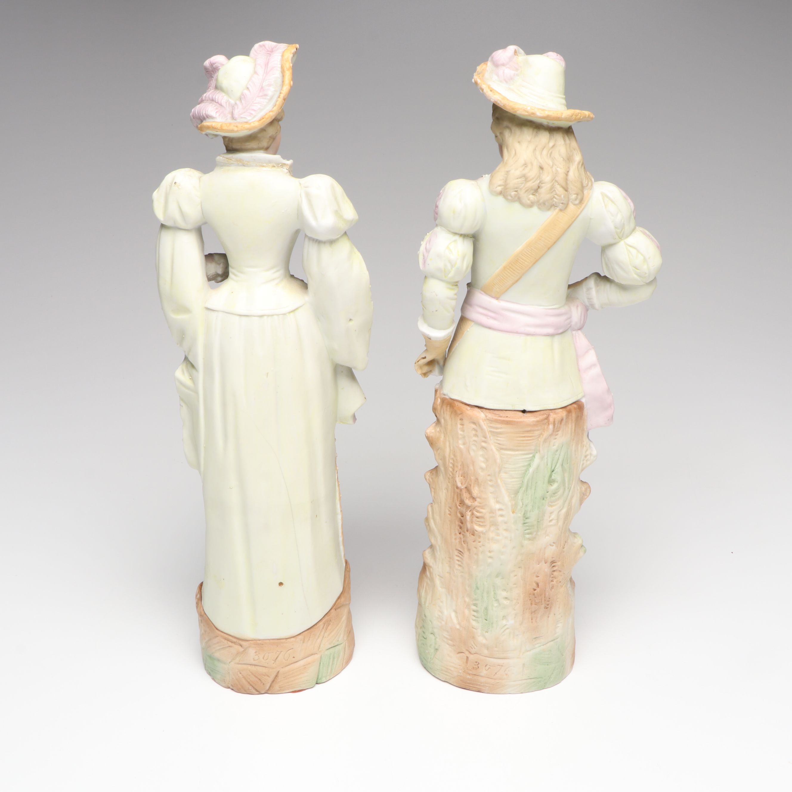 Pair of European Victorian Style Bisque Porcelain Figurines
