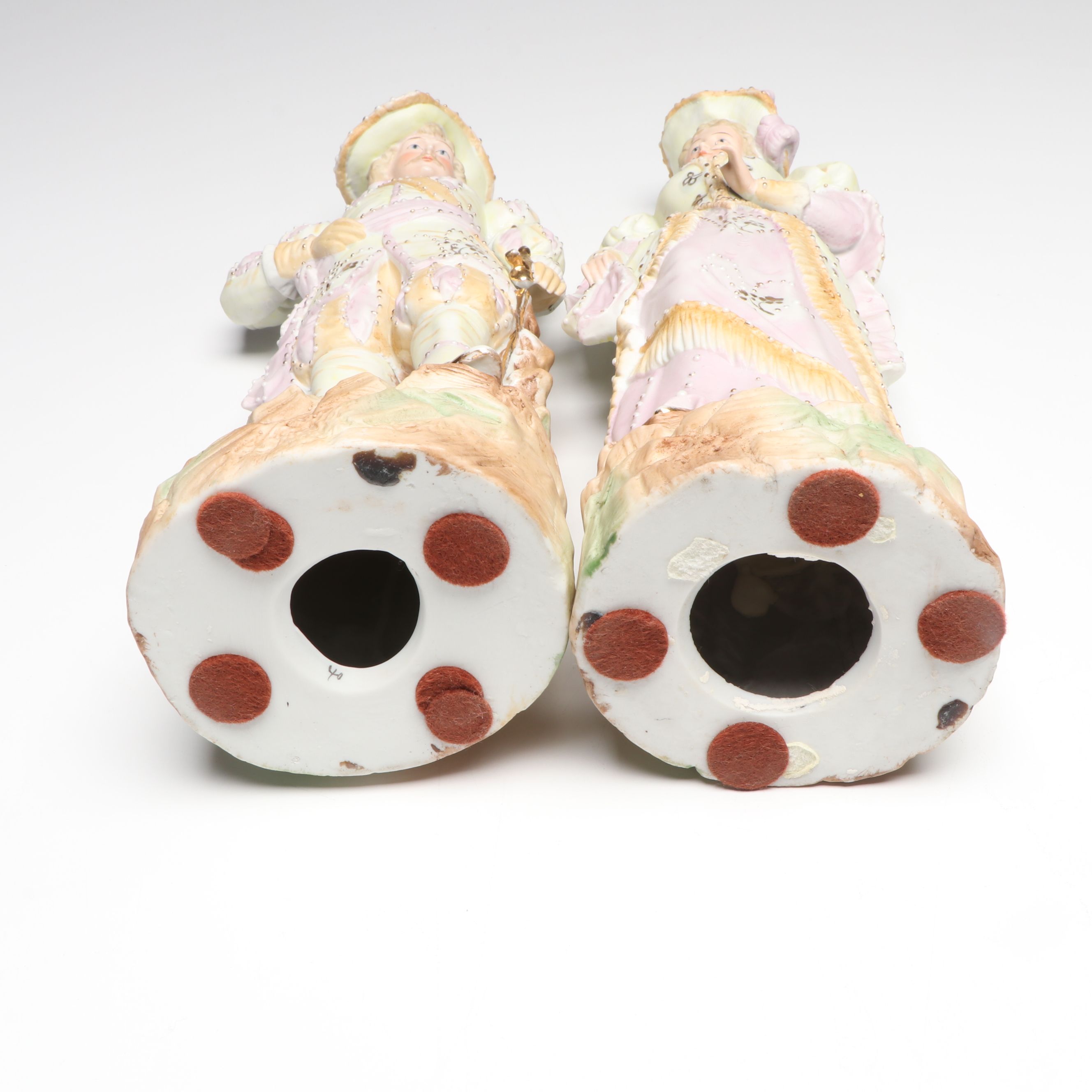 Pair of European Victorian Style Bisque Porcelain Figurines