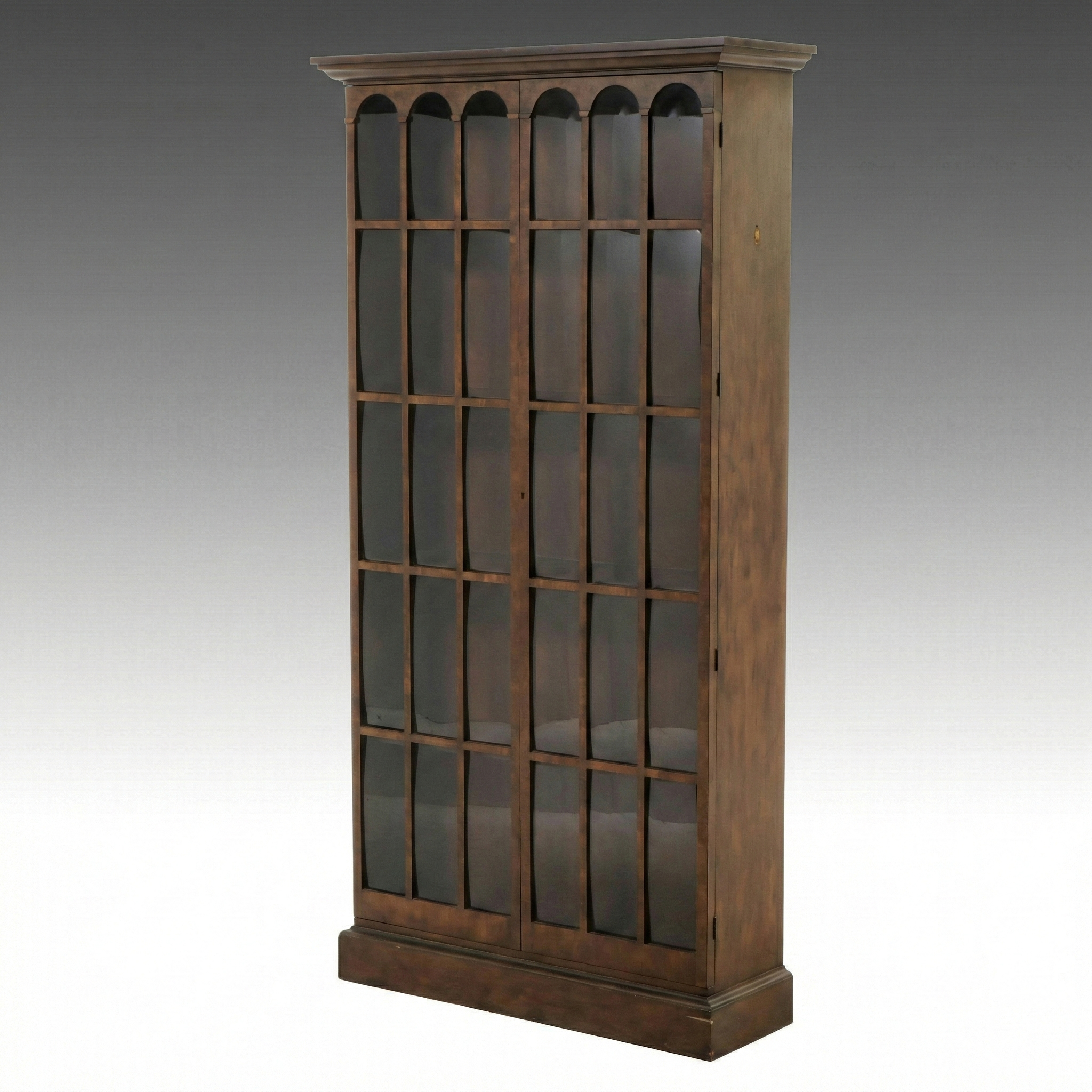 George III Style Burl Walnut Glass Front Cabinet