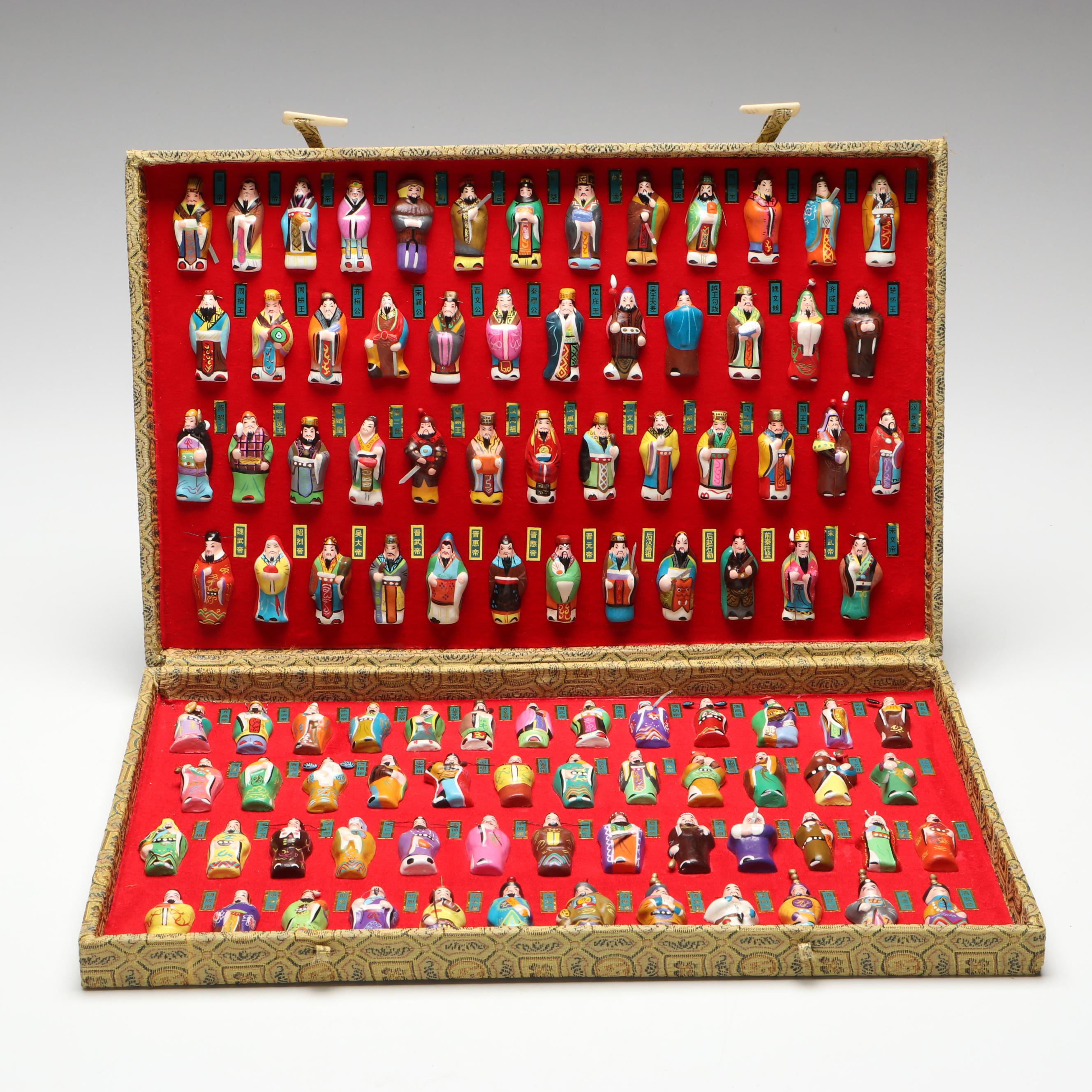 Chinese "A Map of Hundred Emperors" Ceramic Figurines