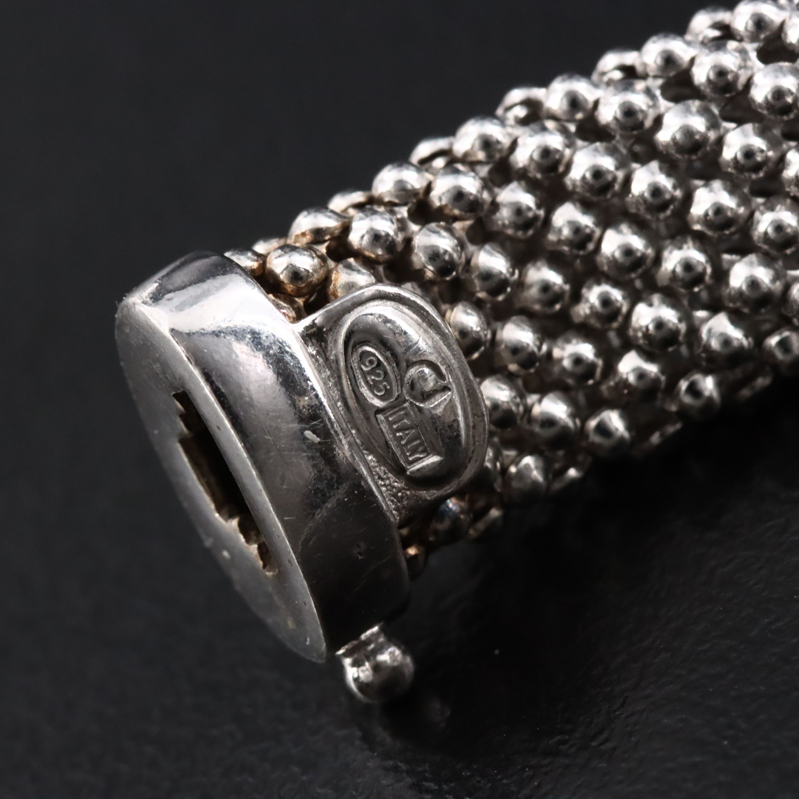 Sterling Mesh Triple X Station Bracelet with Diamond Accents