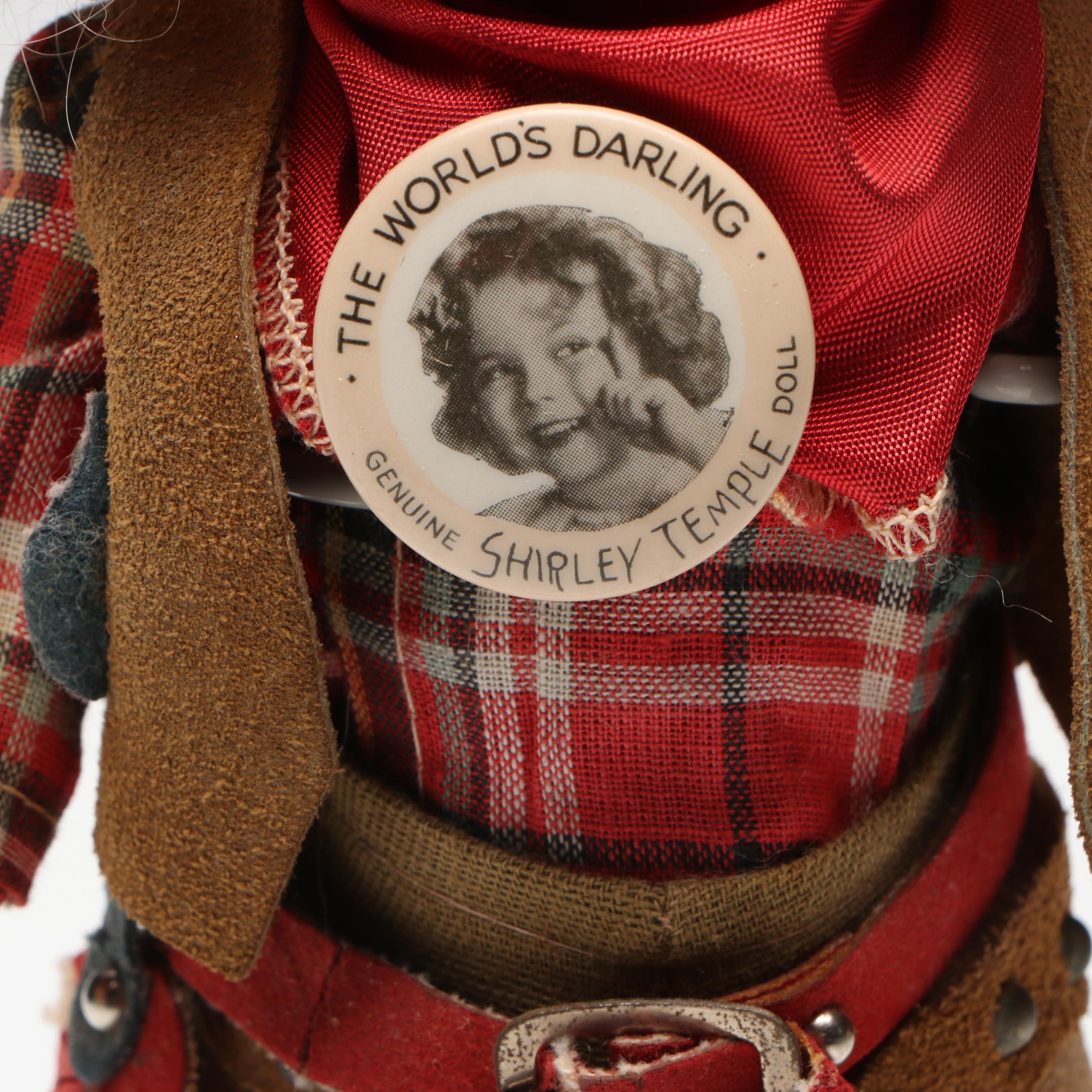 Western Inspired Shirley Temple Doll with Cloche, Mid-20th Century