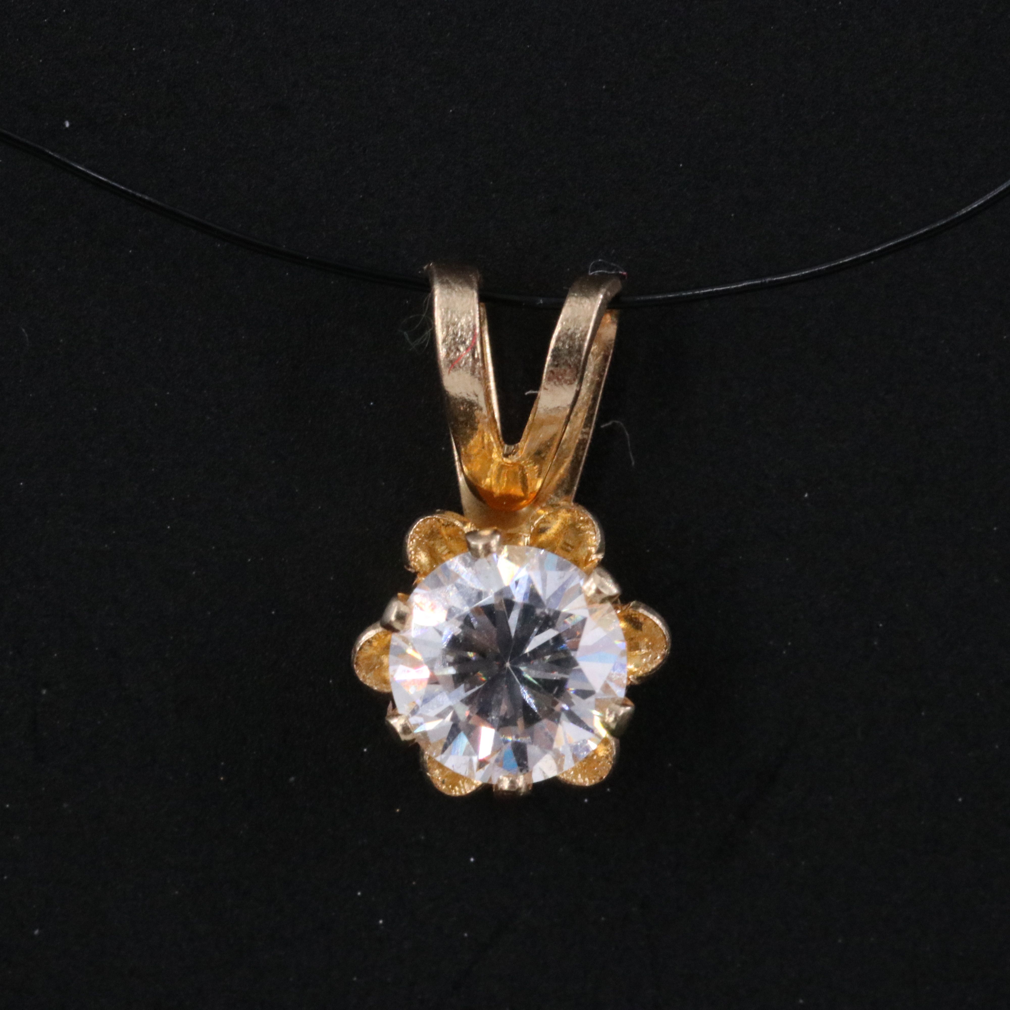 14K CZ Buttercup Pendant
